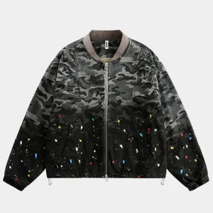 Chaos | Splattered Print Bomber Jacket