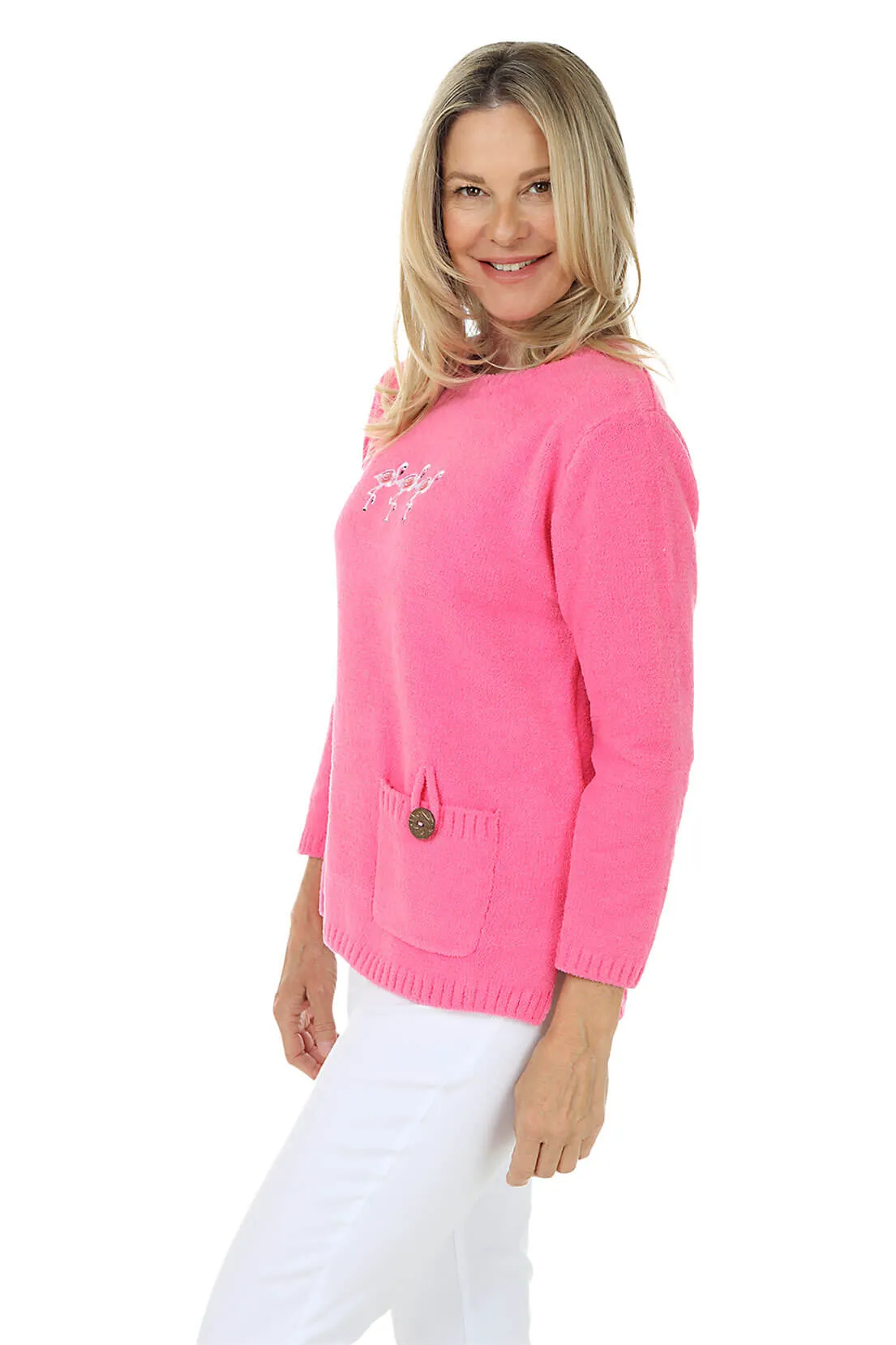 Chenille Flamingo Sweater