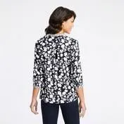 Contrast Trim Little Venice Print Blouse