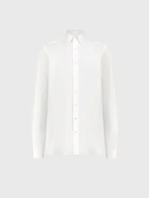 Cotton Shirt with Triple Stitching White