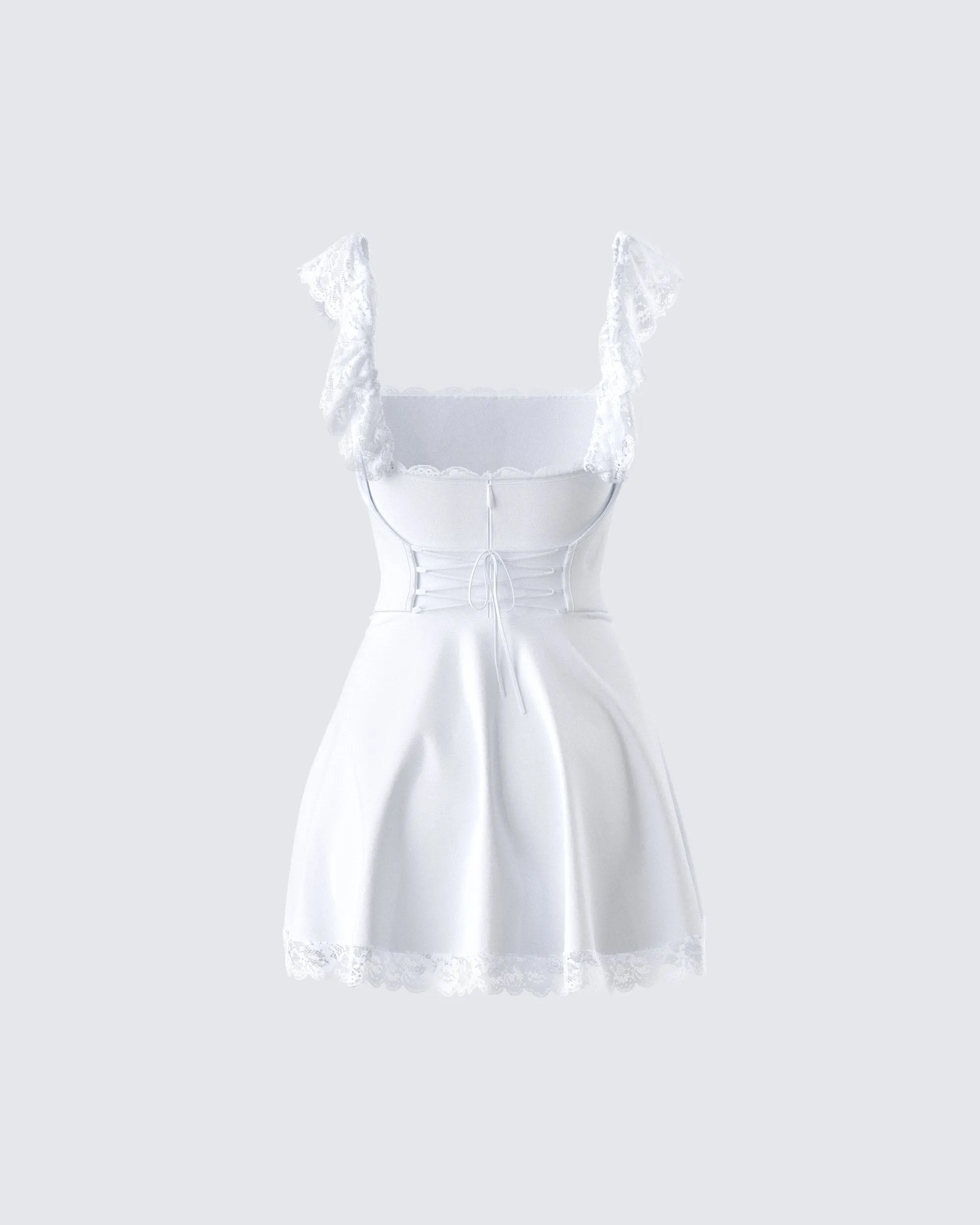 Cove White Lace Trim Mini Dress