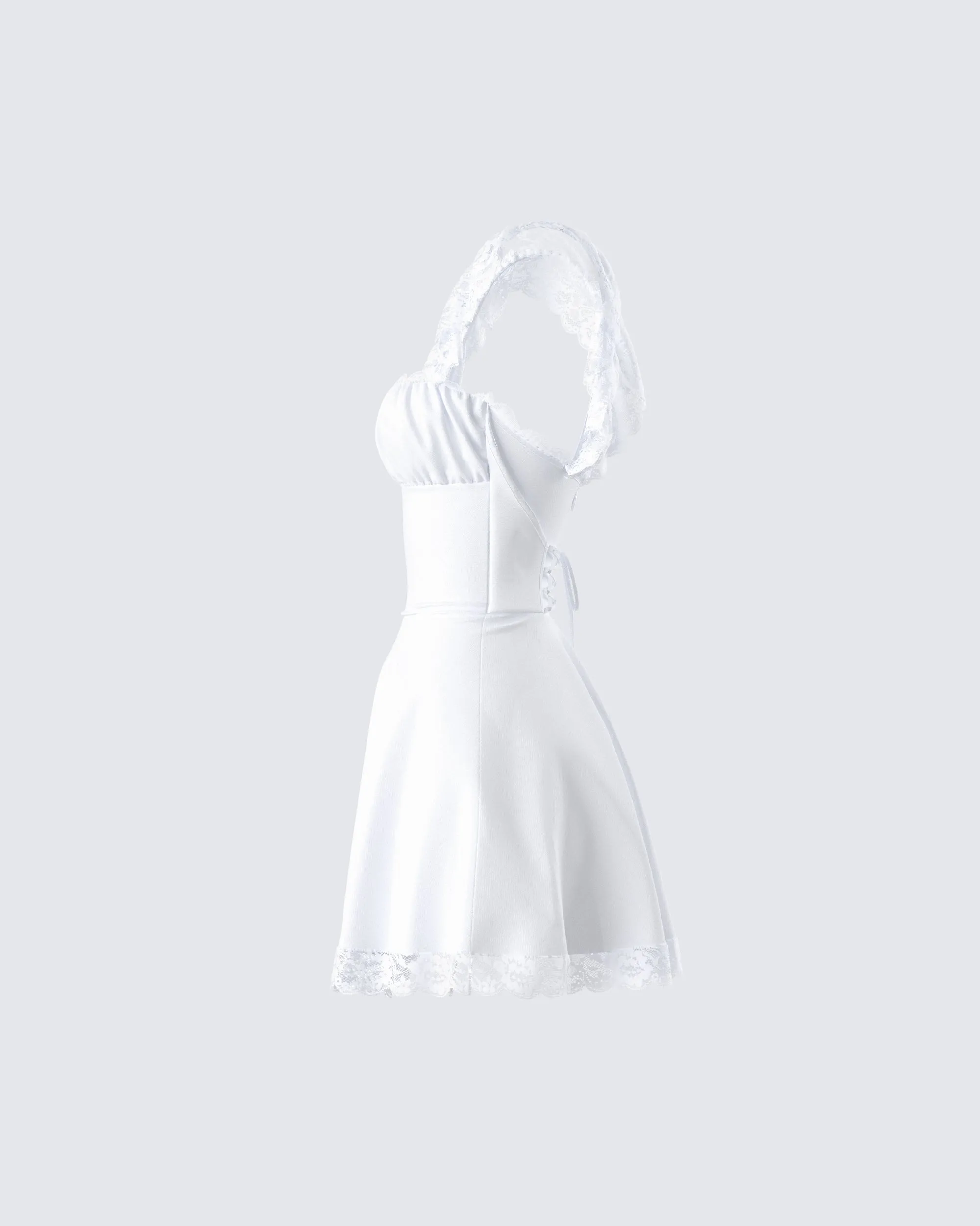 Cove White Lace Trim Mini Dress