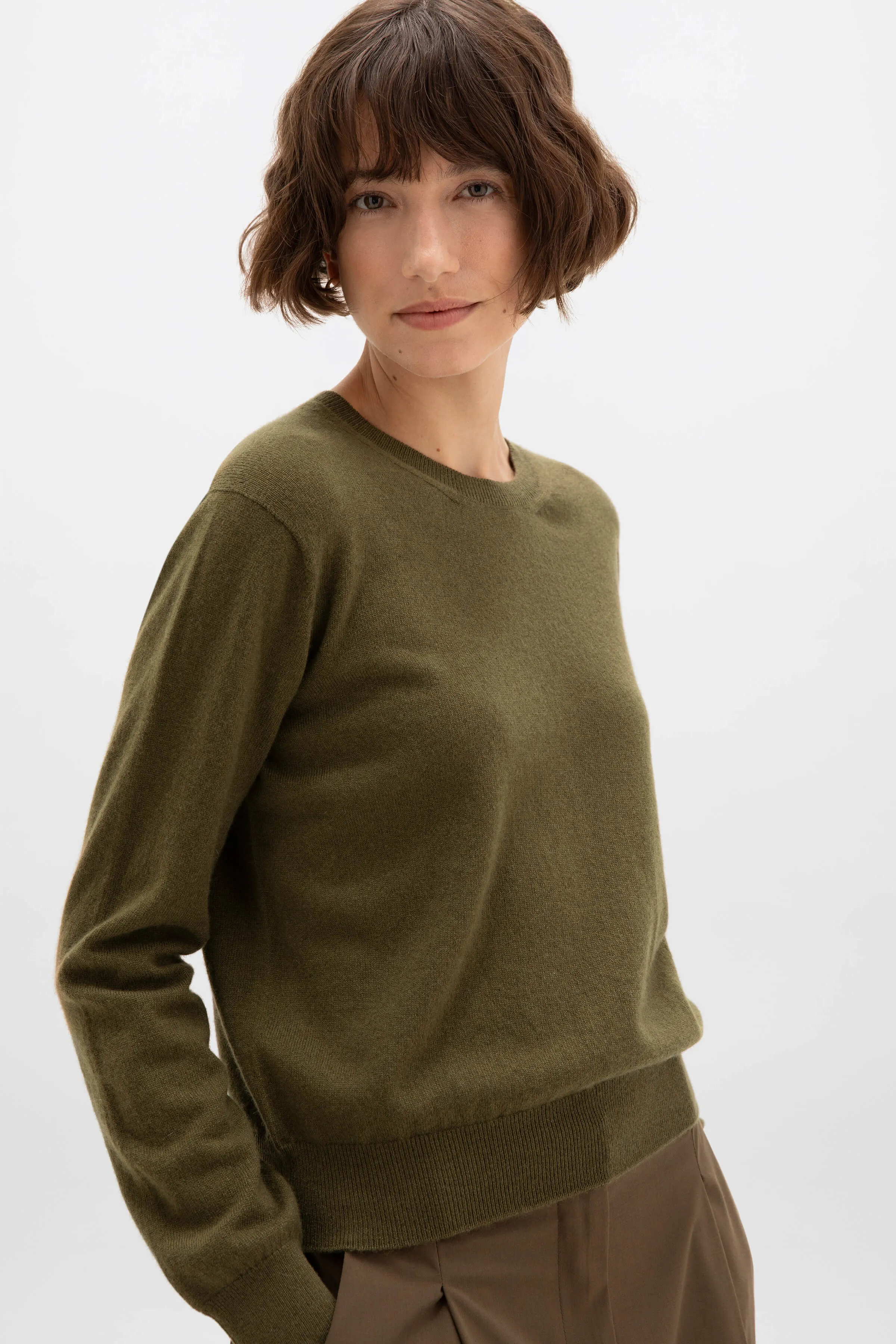 Cropped Cashmere Round Neck