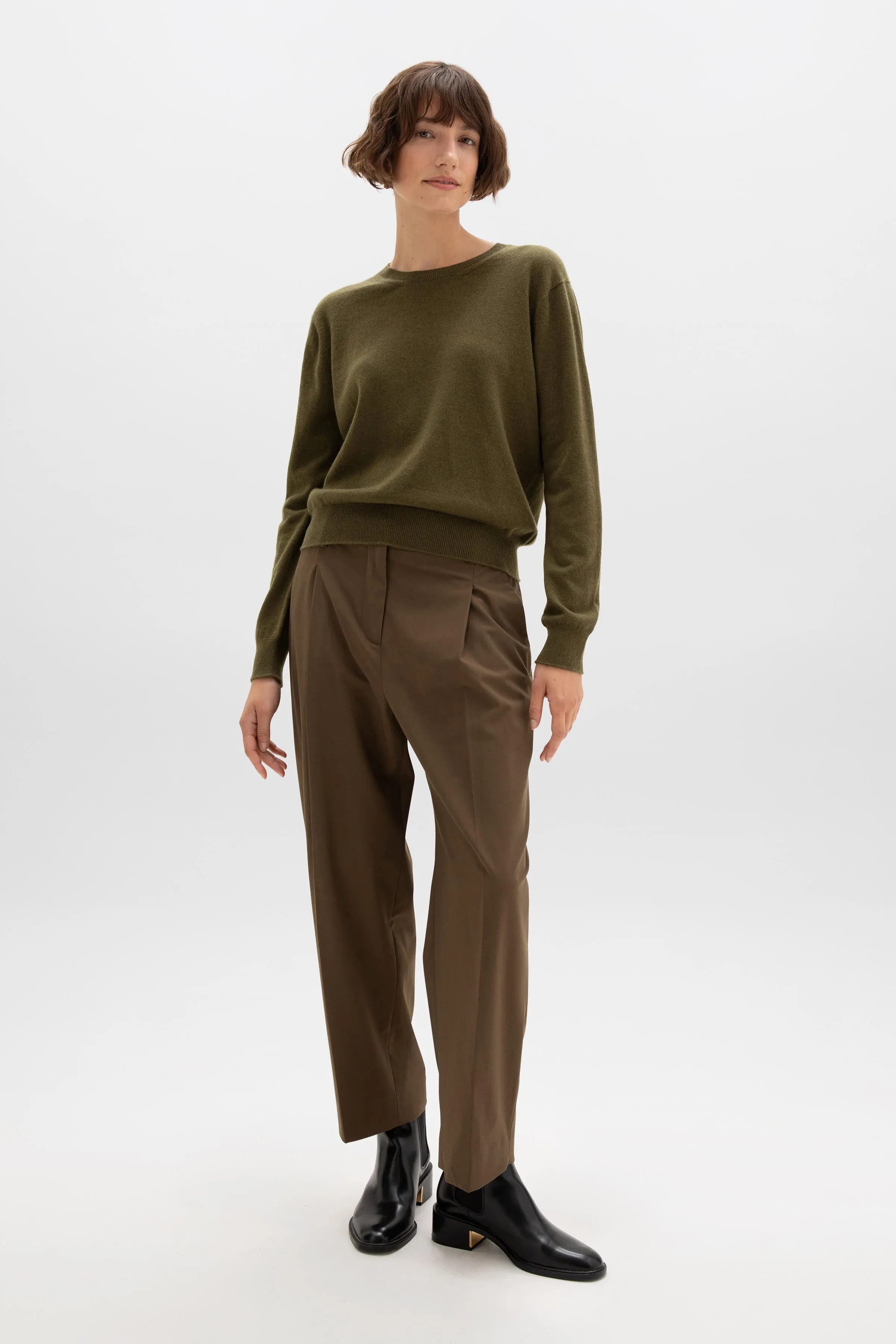 Cropped Cashmere Round Neck