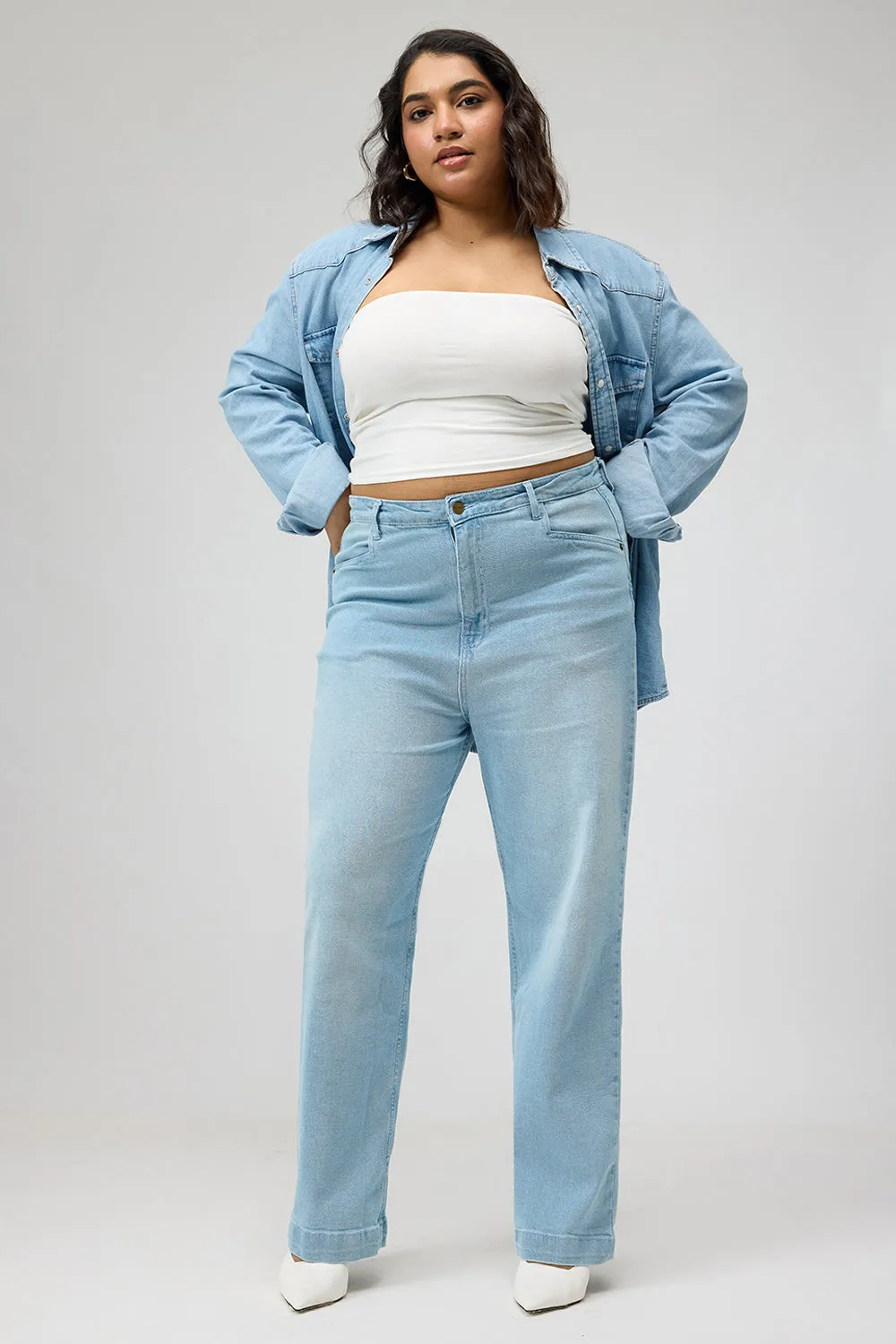 Curve Airy Blue Straight Fit Jeans