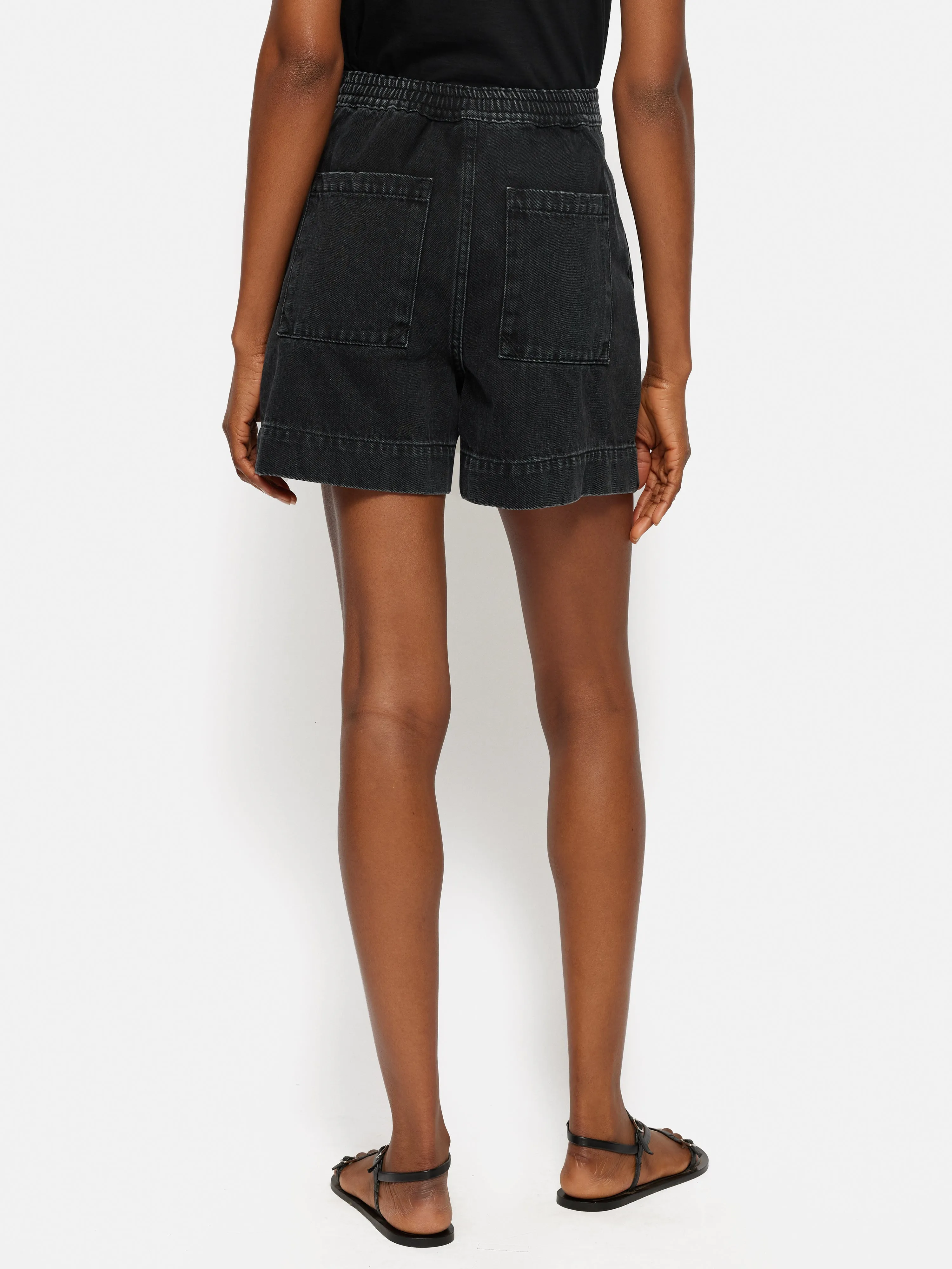 Denim Patch Pocket Shorts | Washed Black