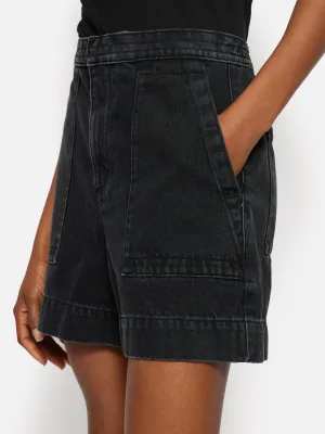 Denim Patch Pocket Shorts | Washed Black