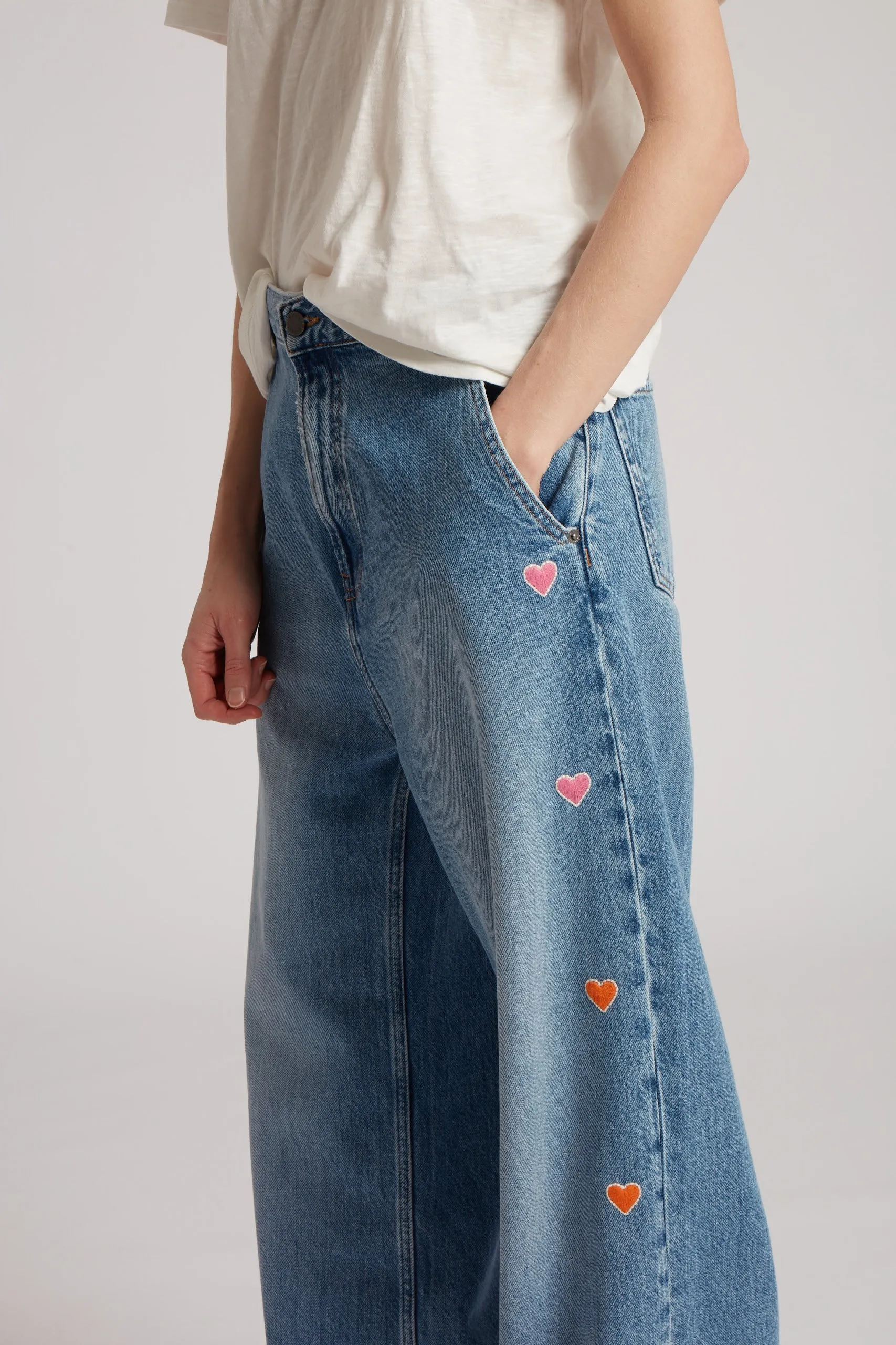 Embroidered Heart Jeans