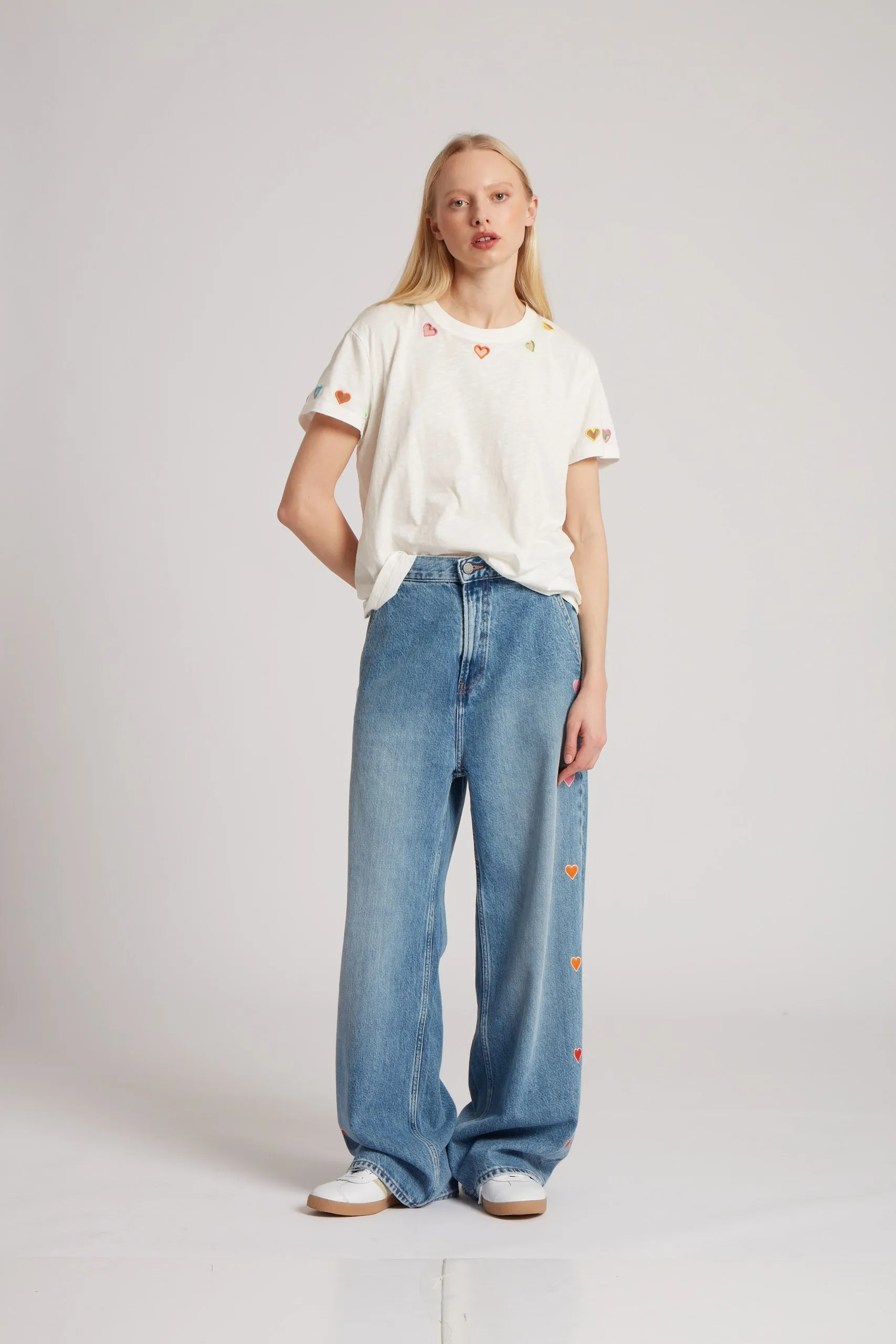 Embroidered Heart Jeans