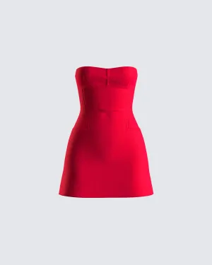 Farida Red Strapless Mini Dress