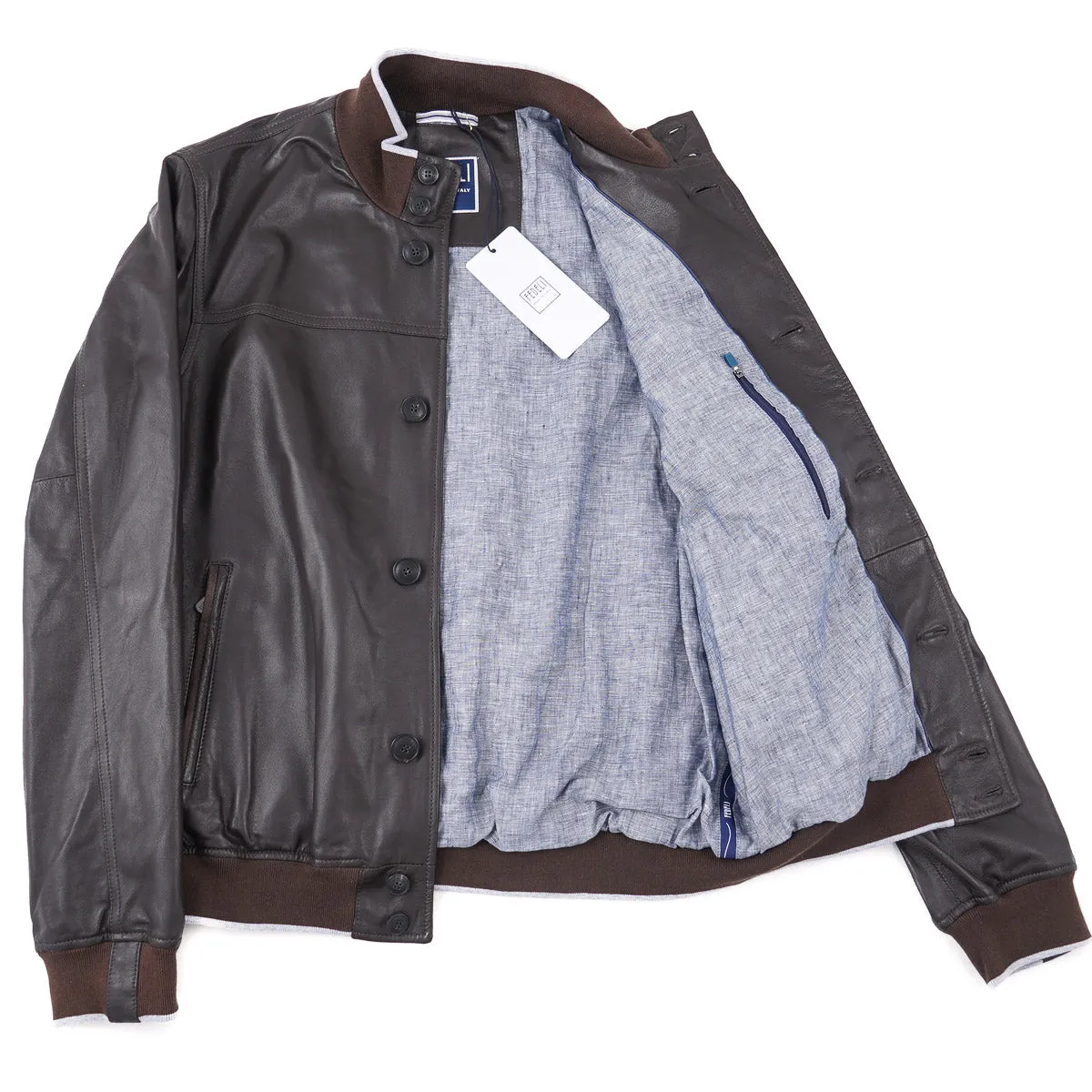 Fedeli Nappa Leather Bomber Jacket