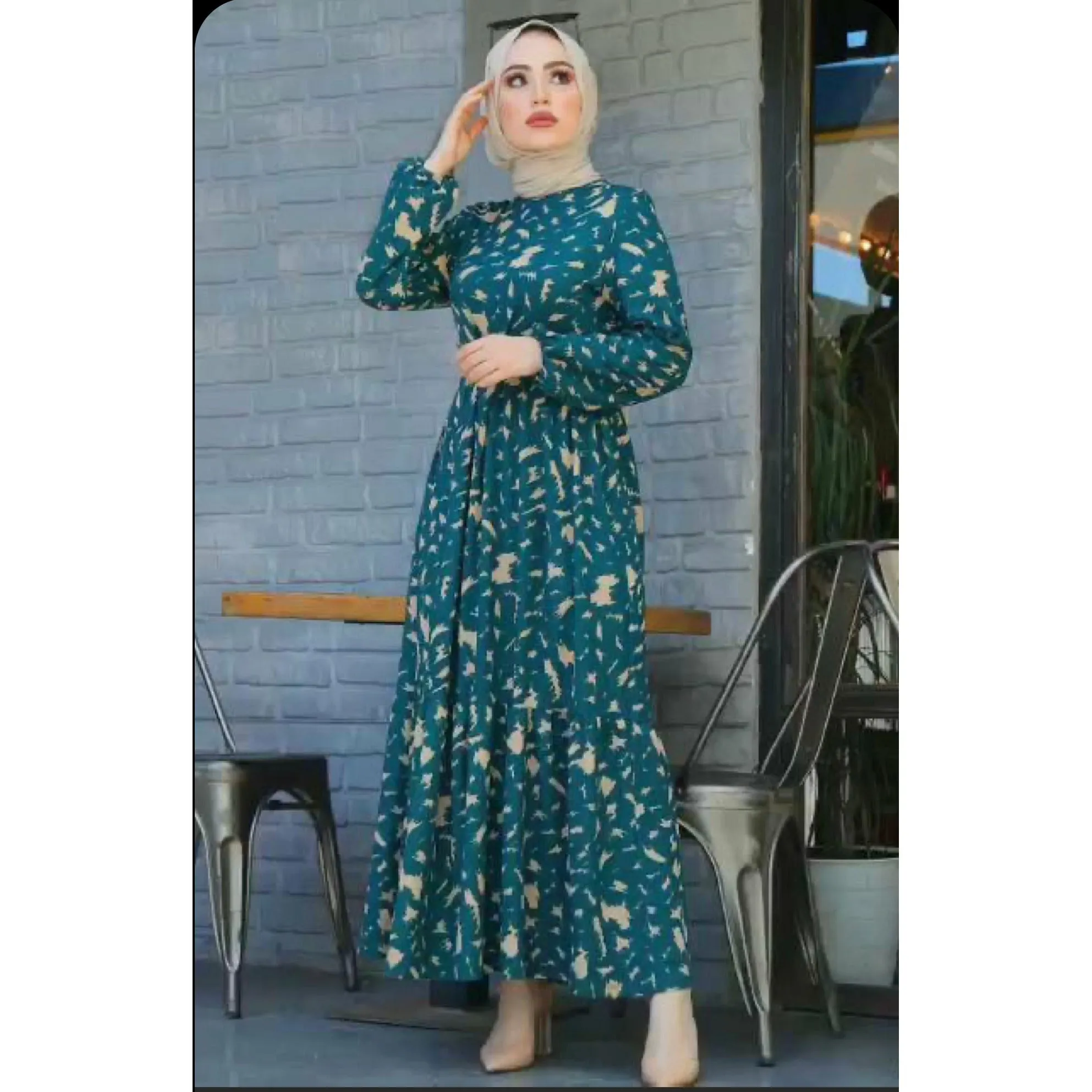 Floral Print Long Sleeve Maxi Dress