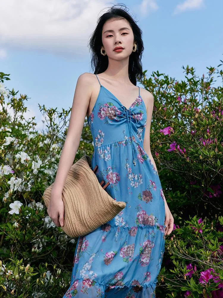 Floral Print Spaghetti Strap Maxi Dress