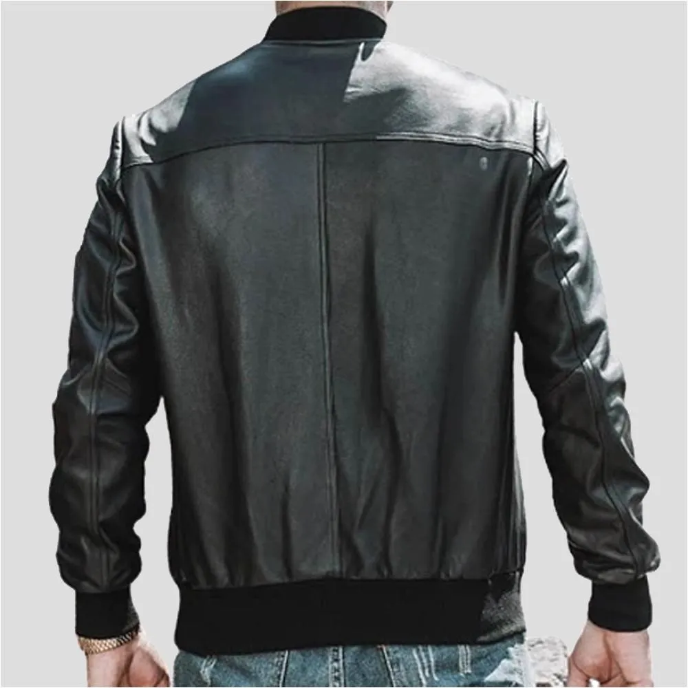 Fritz Black Bomber Leather Jacket