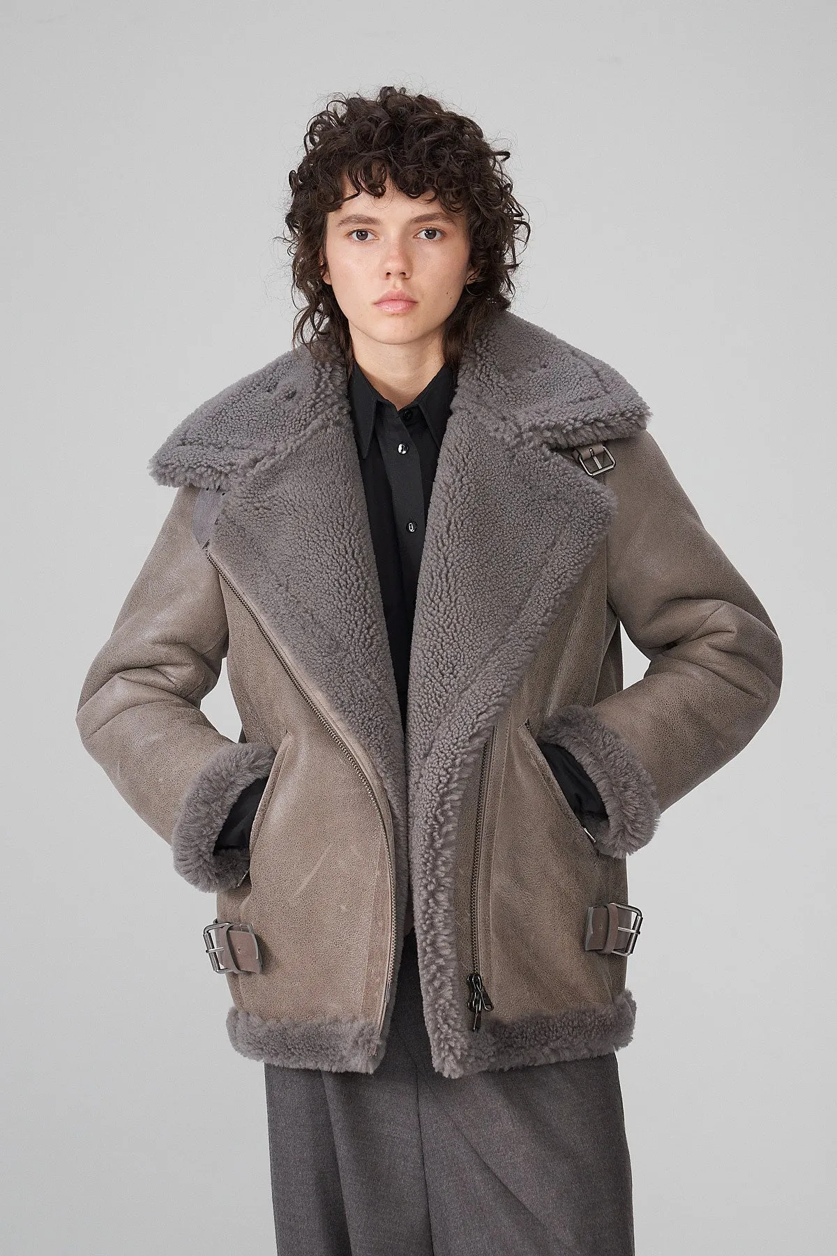 Grey Shearling Coat