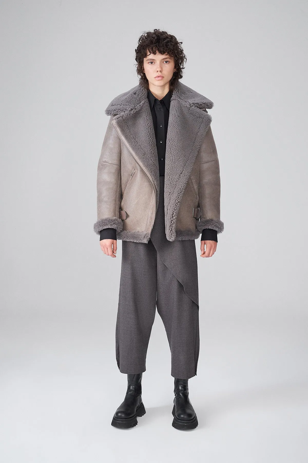 Grey Shearling Coat