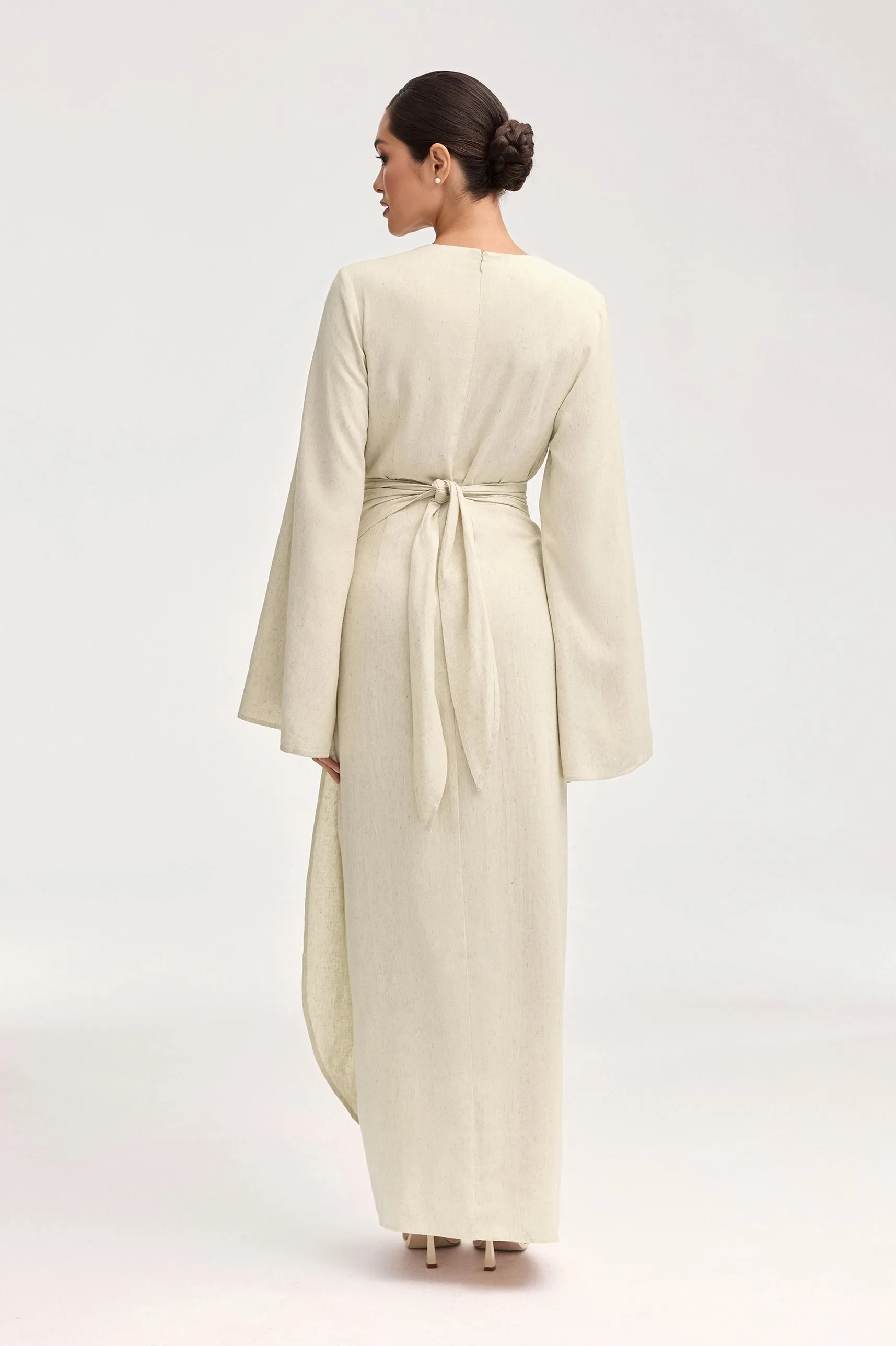 Hanadi Wrap Maxi Dress - Beige