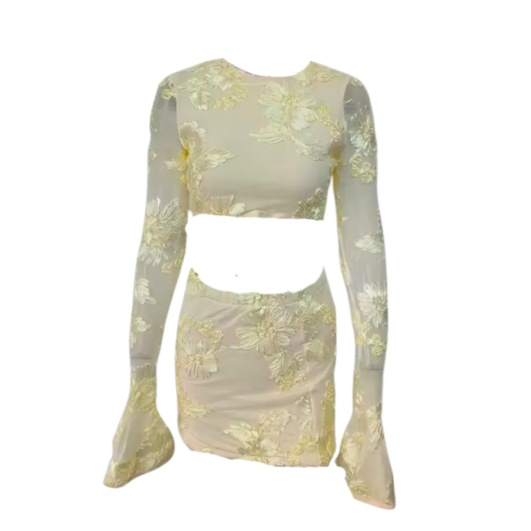 Indie Luxe Floral Mesh Sleeve Co ord