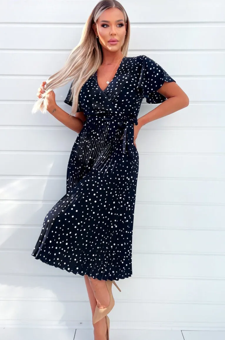 Issy Navy Polka Dot Midi Dress