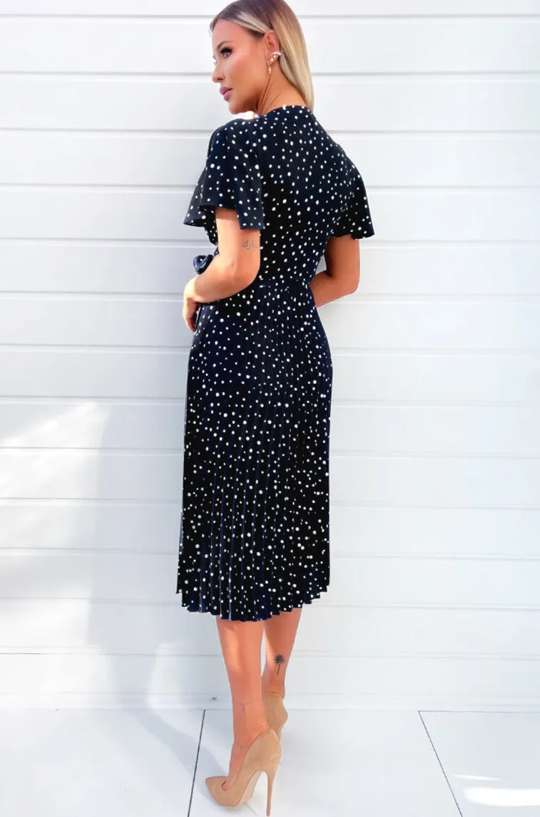 Issy Navy Polka Dot Midi Dress