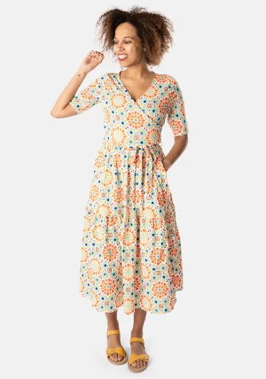 Juliette Mosaic Tile Print Cotton Midi Dress