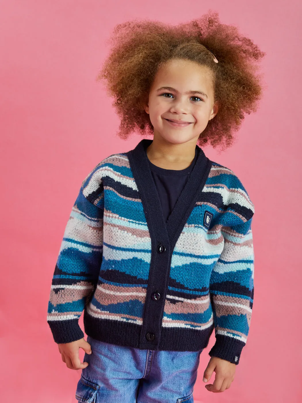 Kids Blythe Retro Pattern Knitted Cardigan