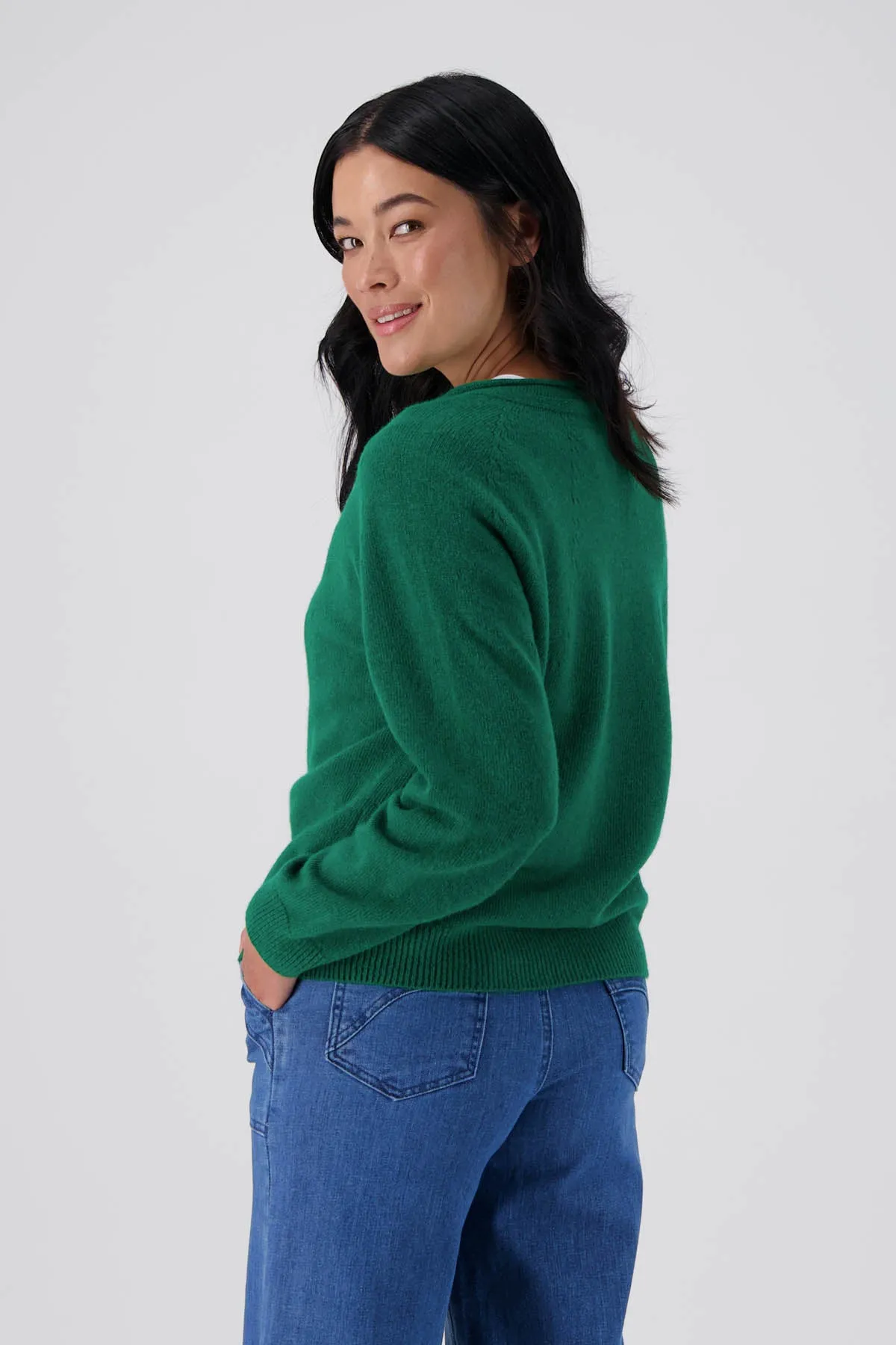 Kyoto Button Cardigan Green