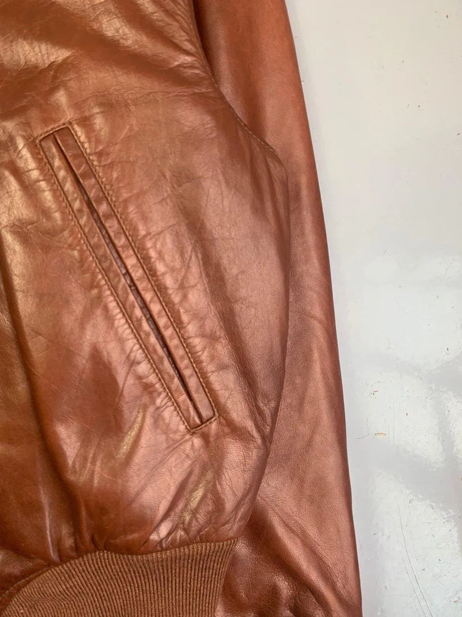 (L) Issey Miyake AW2004 Sample Leather Cropped Balloon Bomber Jacket