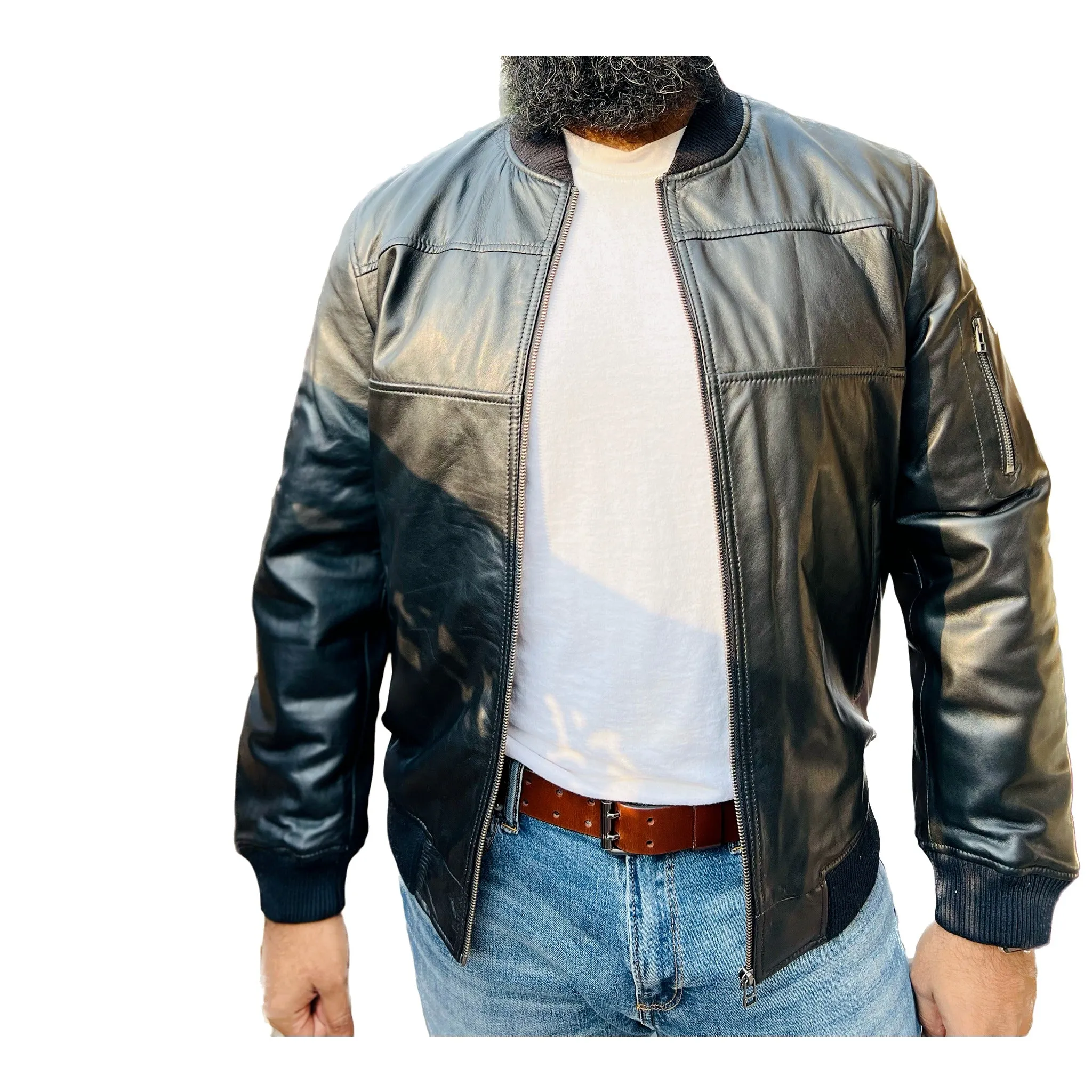 Lambskin Leather Bomber Jacket 4M