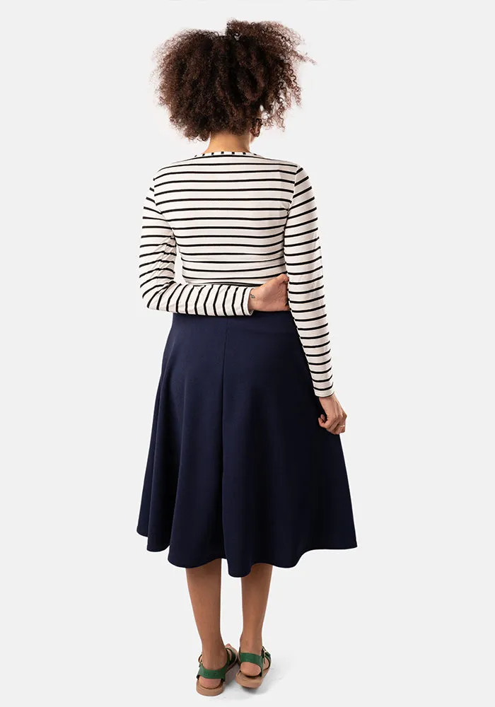 Lilia Navy A-Line Skirt