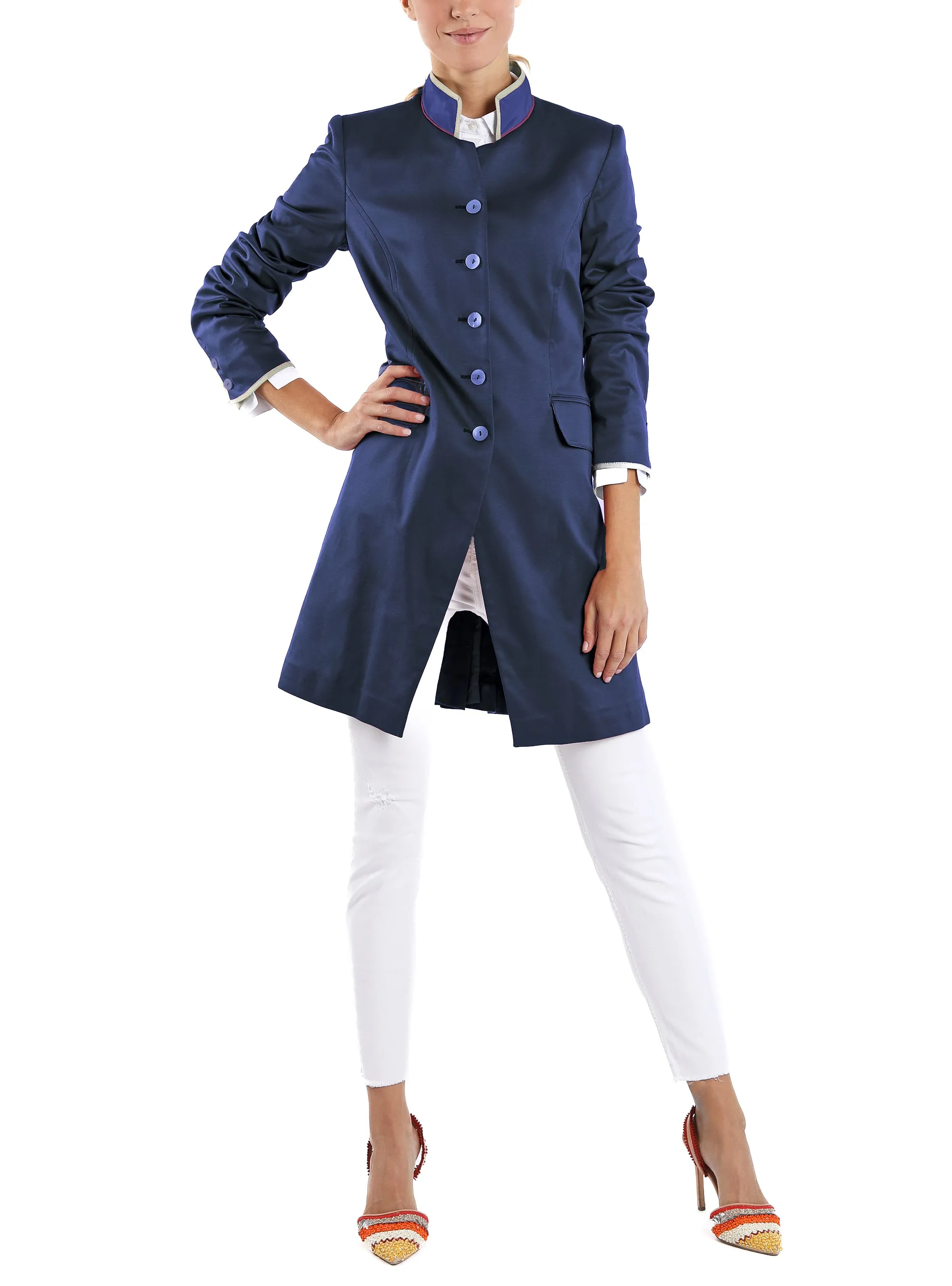 Long-blazer from Italian superfine-jersey in navy