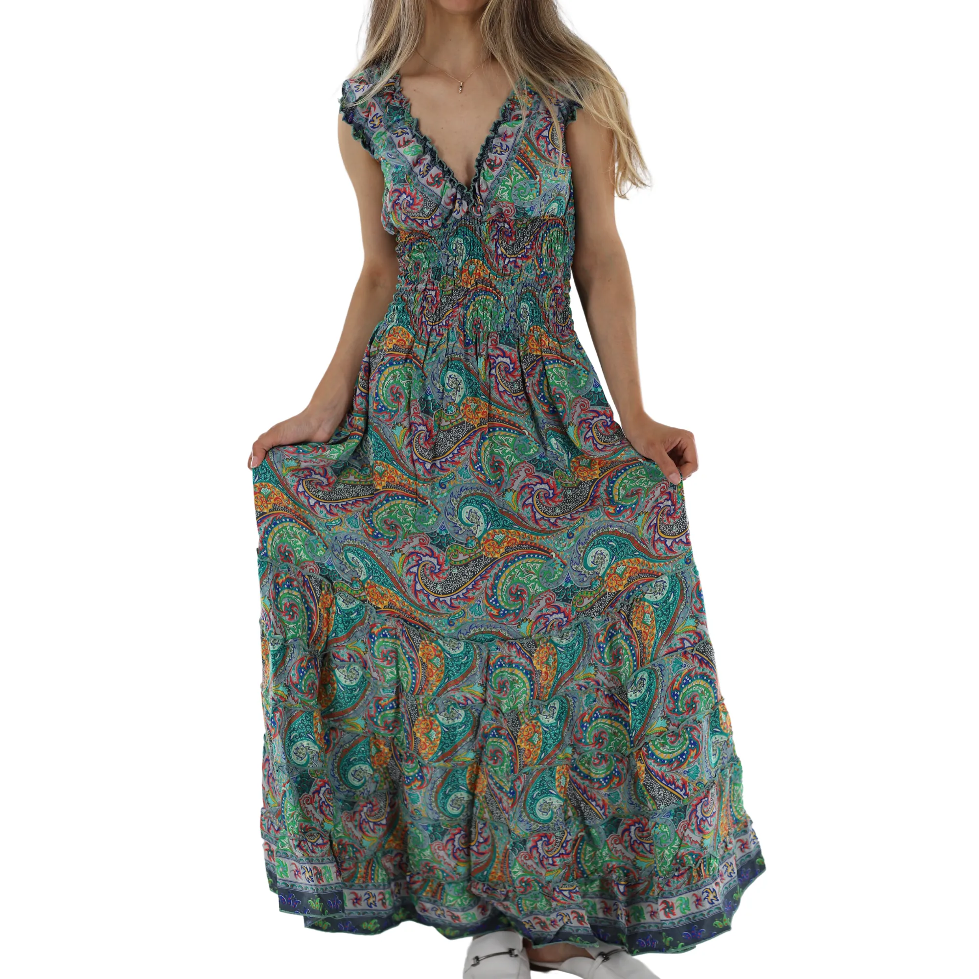 Long Floral Midriff 'Donna' Maxi Dress