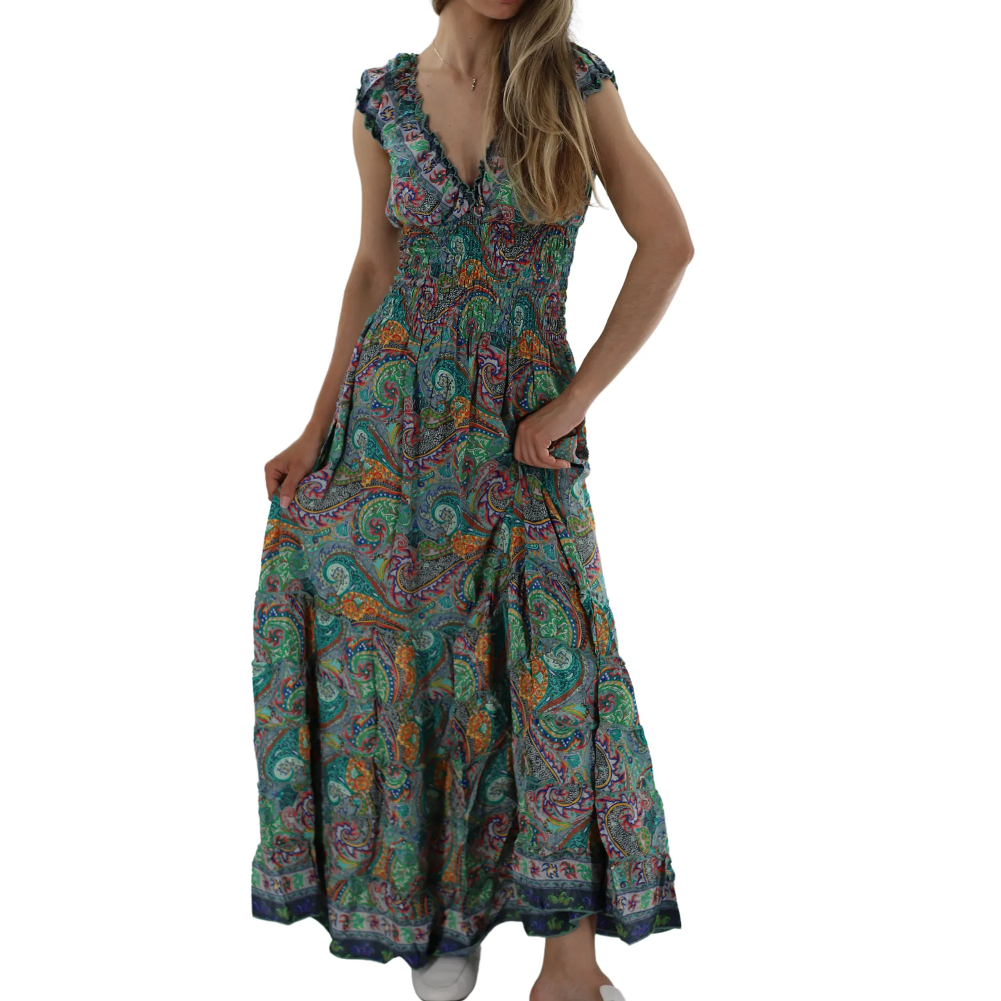 Long Floral Midriff 'Donna' Maxi Dress