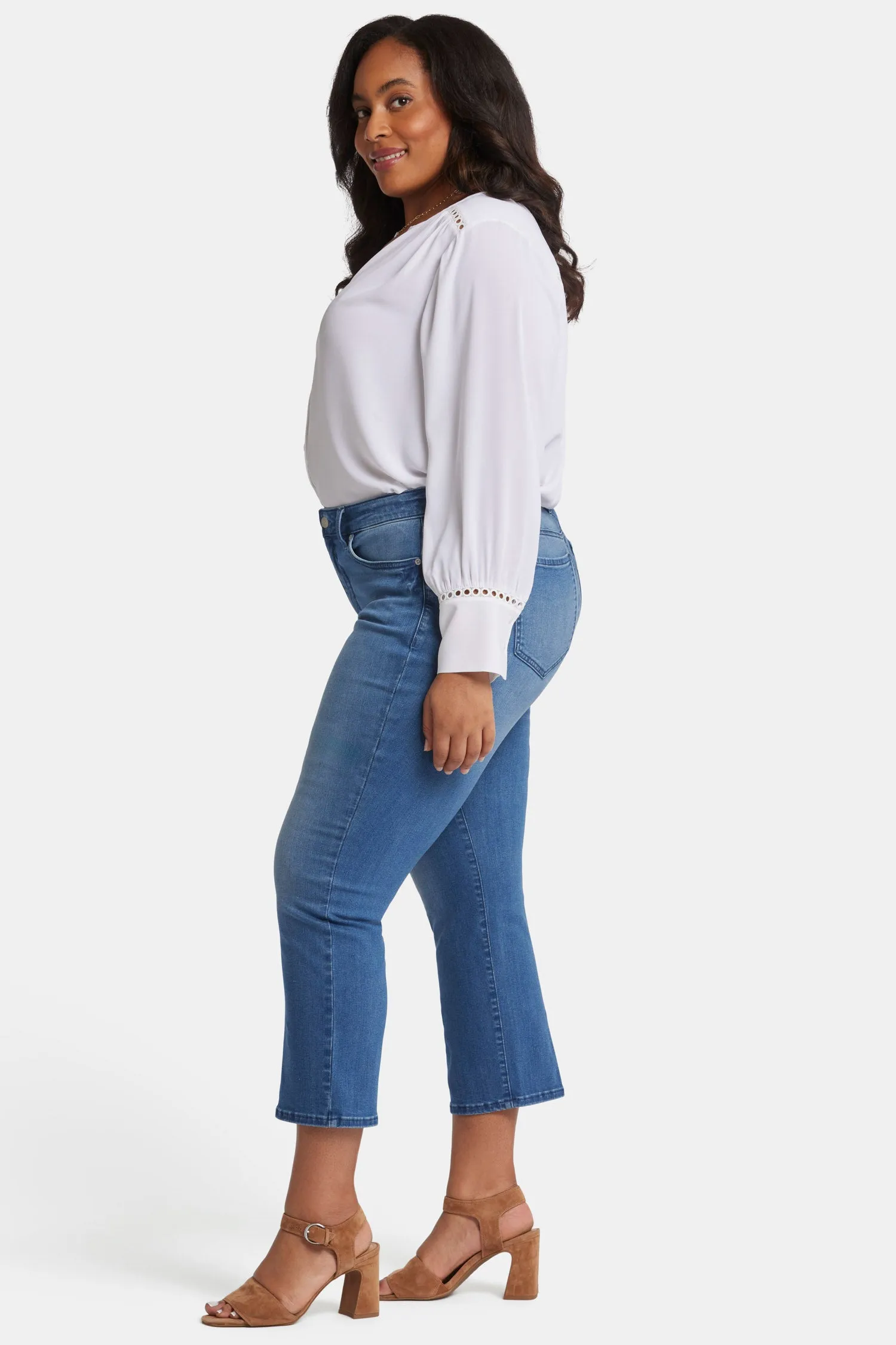 Marilyn Straight Ankle Jeans In Plus Size - Blue Island