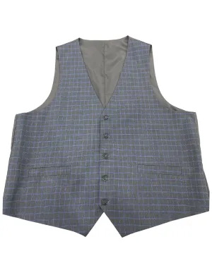 Mazari Windowpane Performance Stretch Vest - Gray with Blue