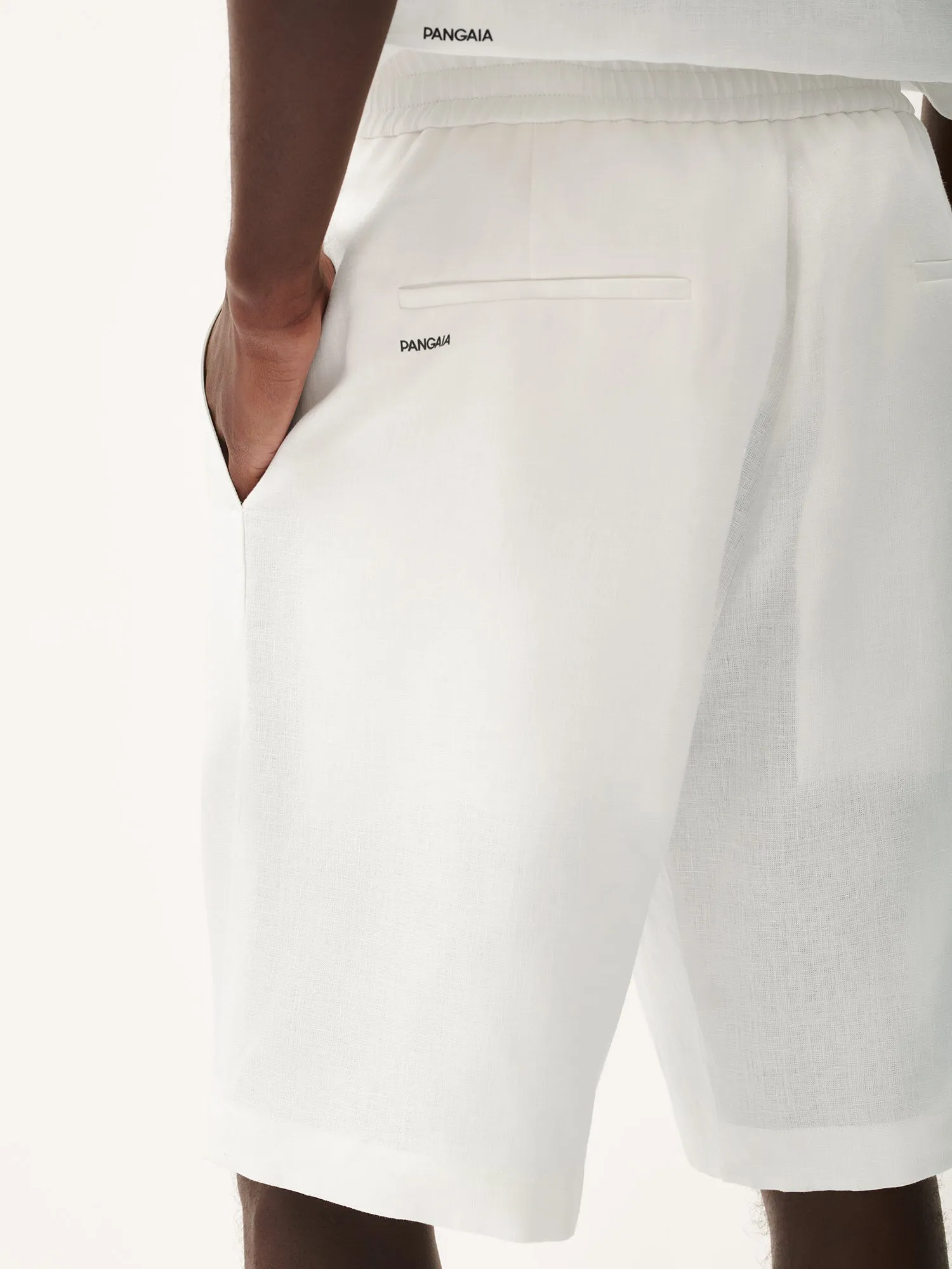 Mens DNA Aloe Linen Long Shorts—off-white