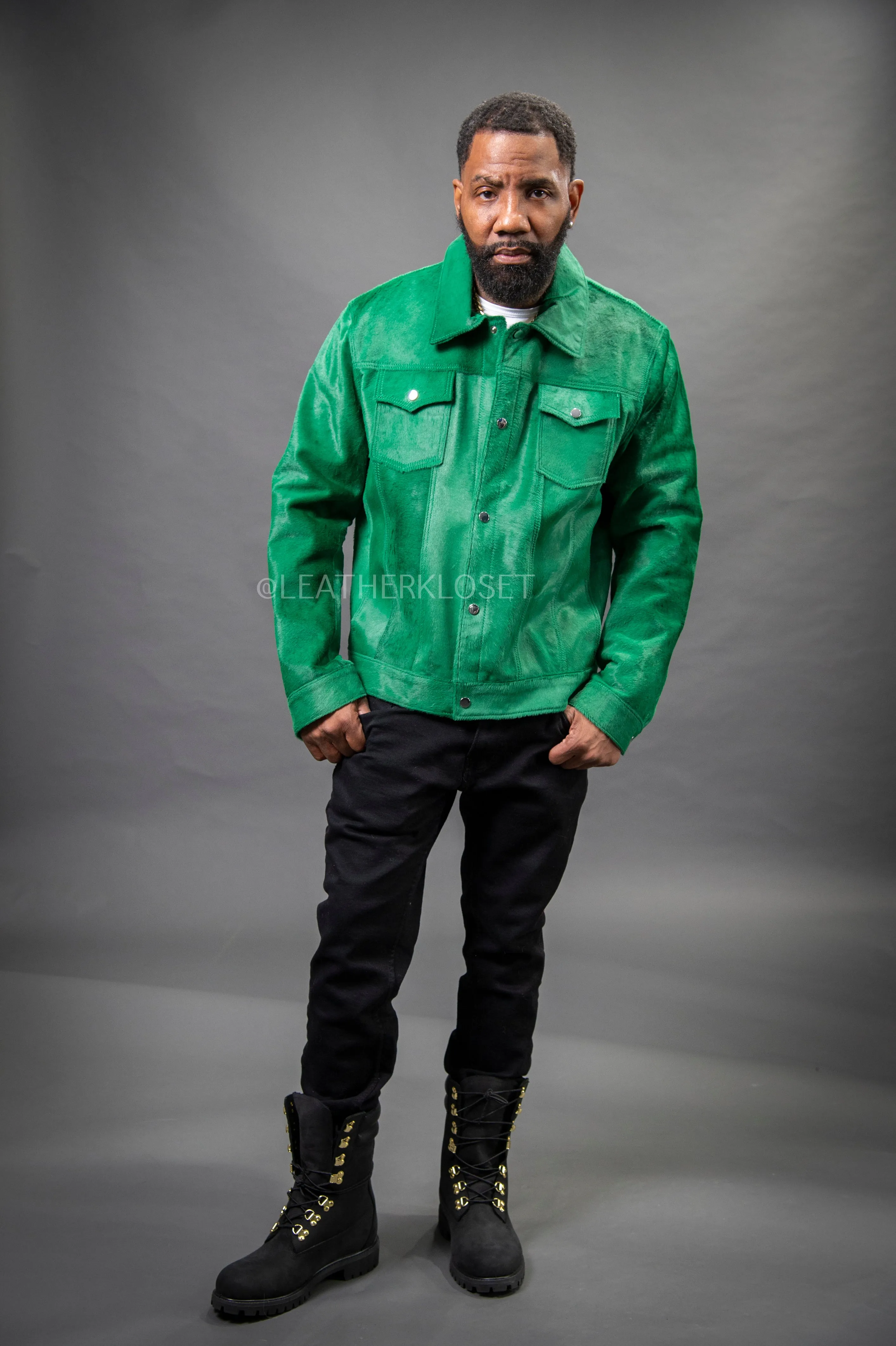 Men's Dylan Pony Jean Jacket [Green]