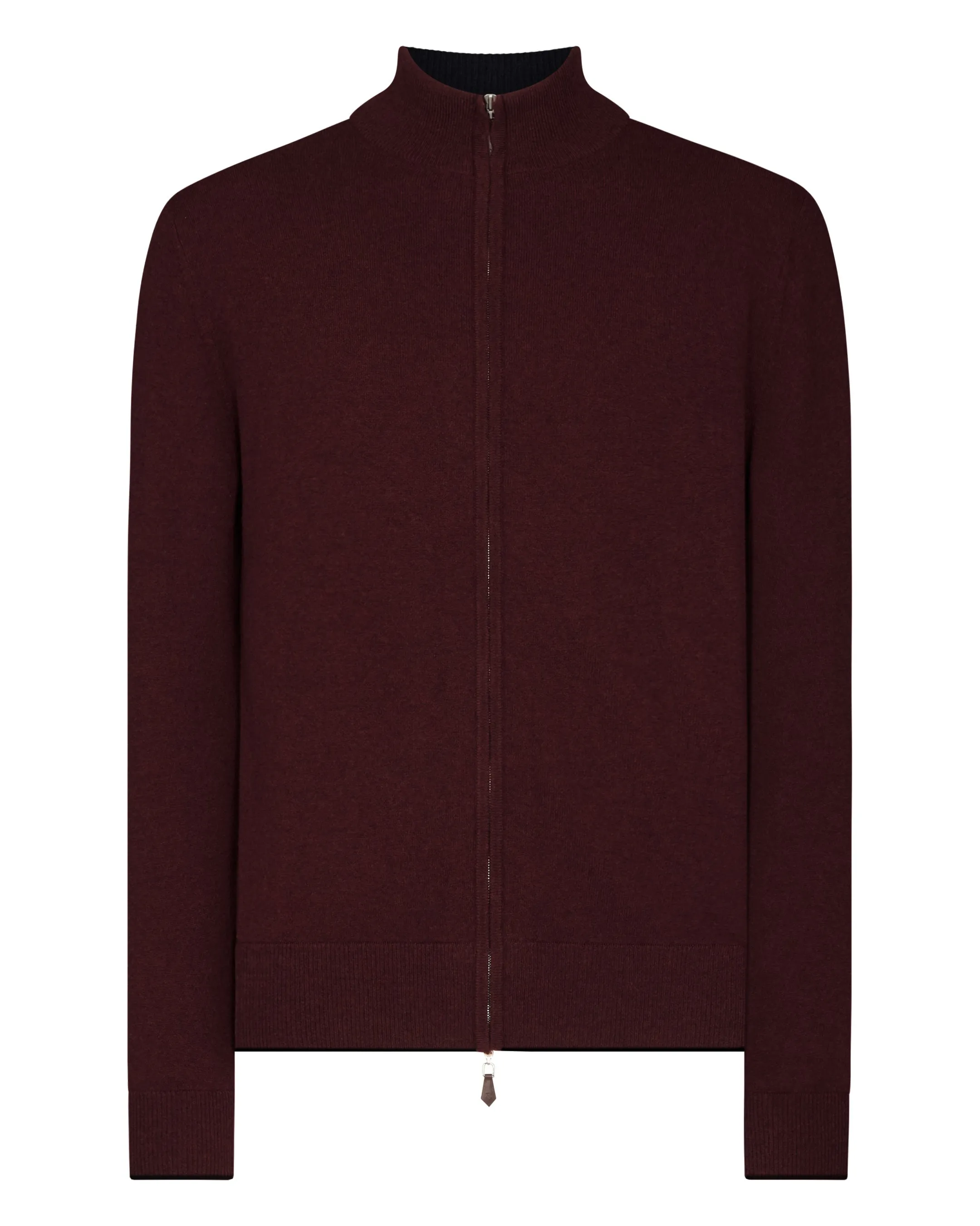 Men's Knightsbridge Full Zip Cashmere Jumper Claret Red