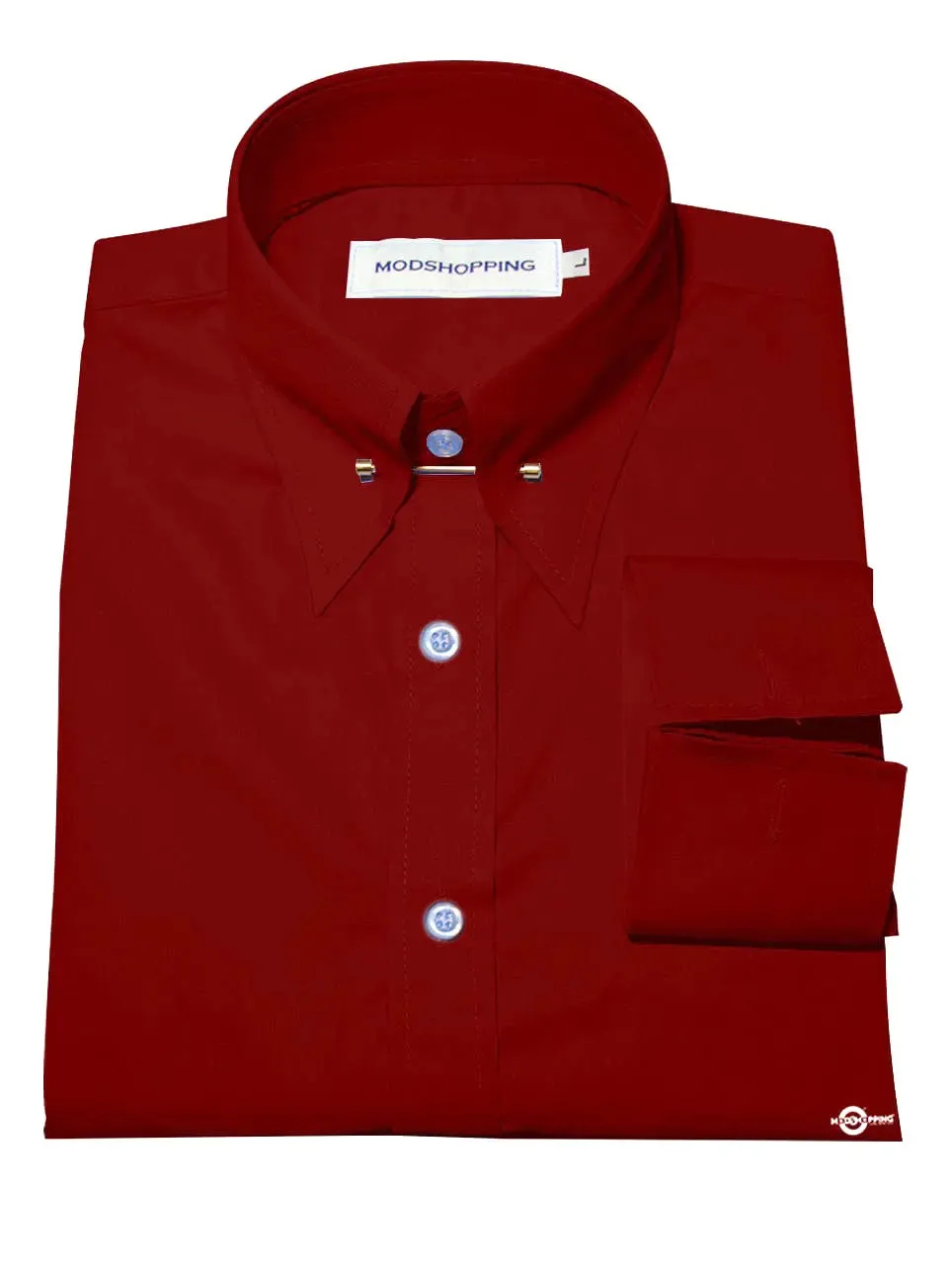 Men's Pin Collar Shirt - Red Pin Collar Shirt