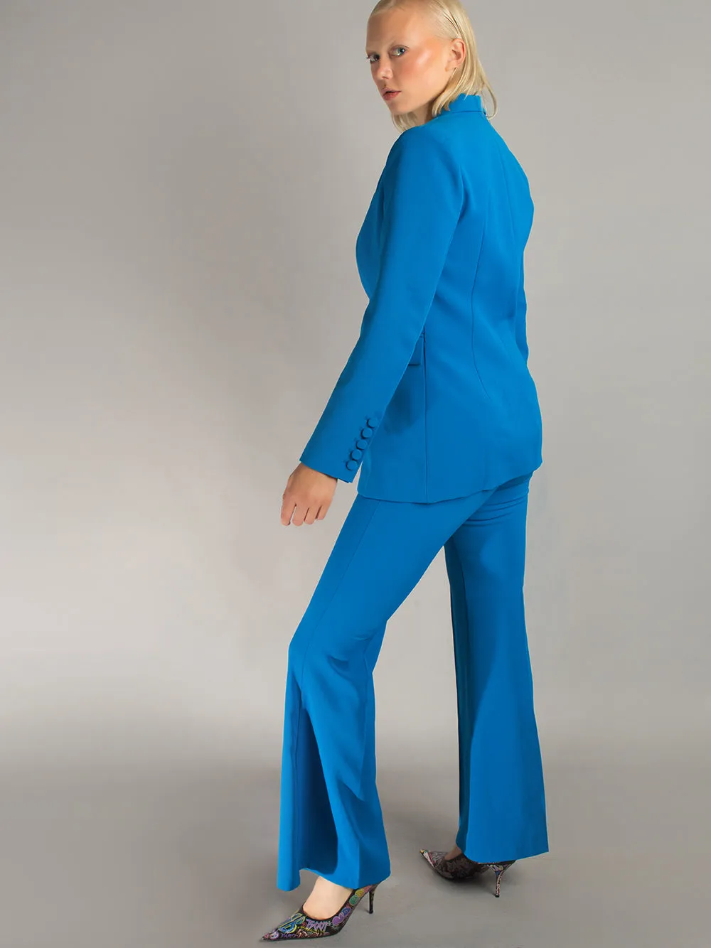 NAOMA Blazer & Flared Pants Set in Blue