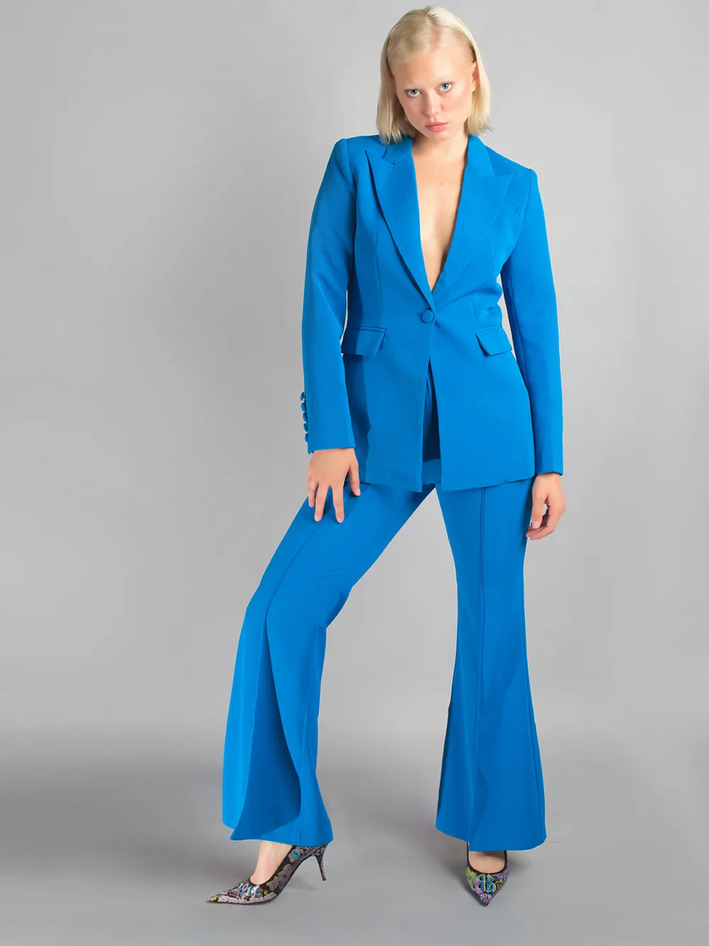 NAOMA Blazer & Flared Pants Set in Blue