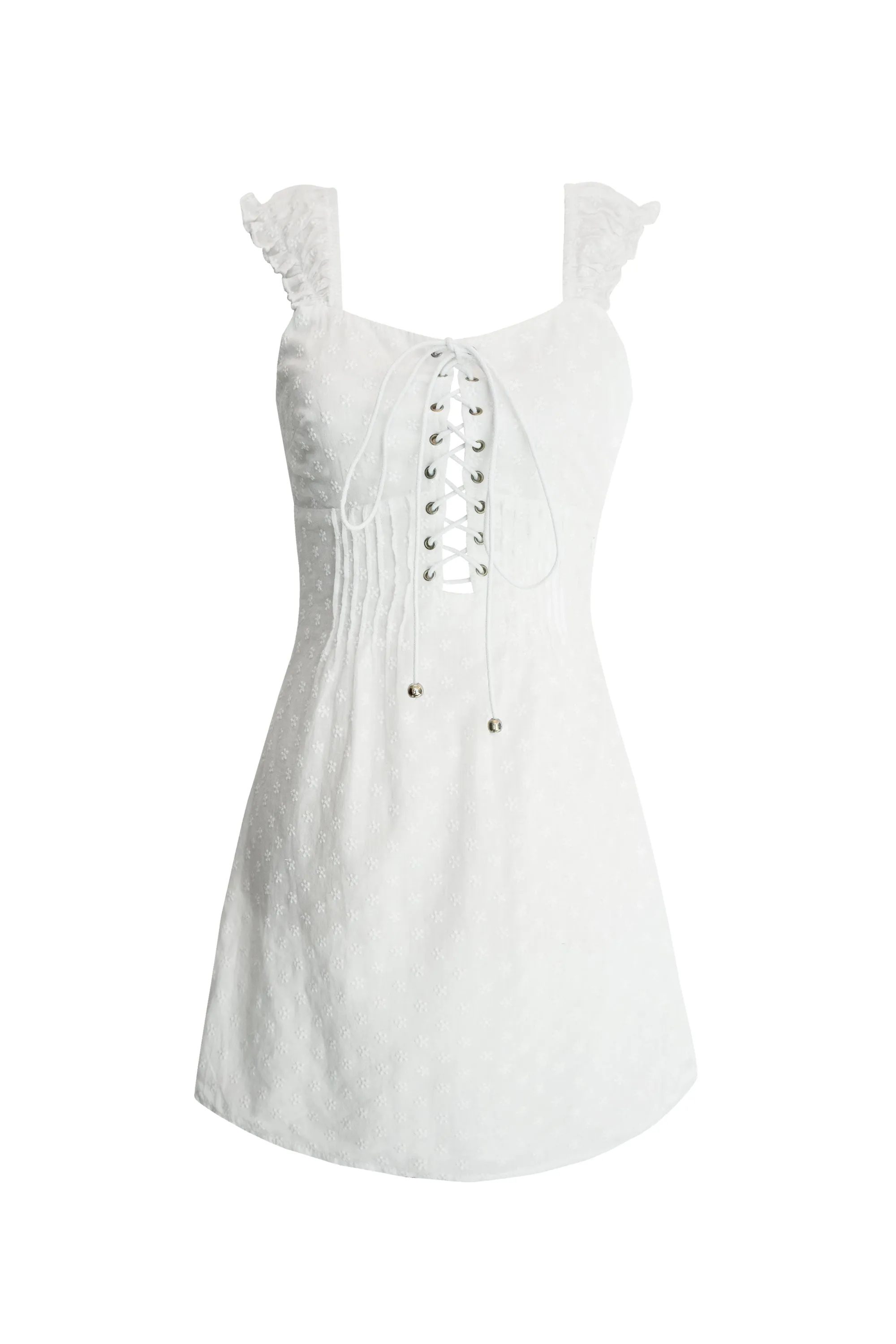 Naples White Lace Up Dress