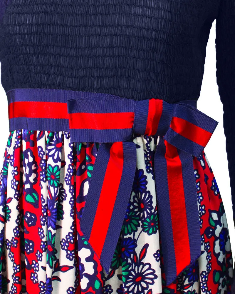 Navy Blue and Red Maxi Dress