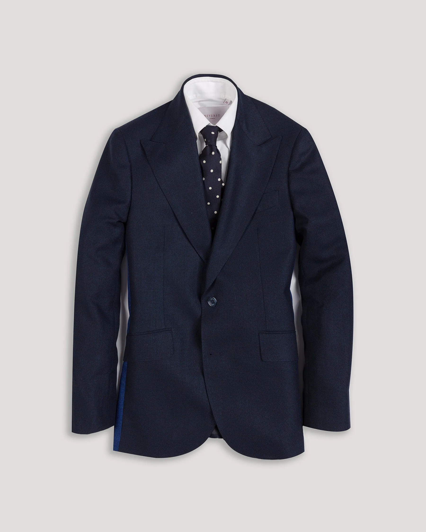 Navy Triple Contrast Wool & Silk Blazer