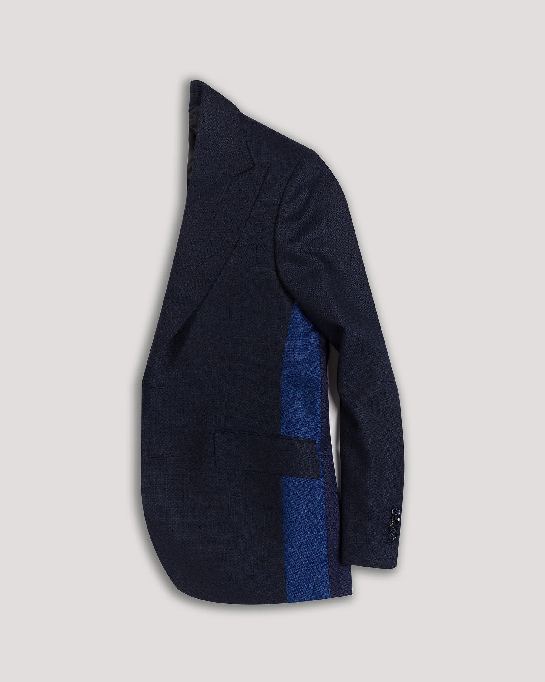 Navy Triple Contrast Wool & Silk Blazer