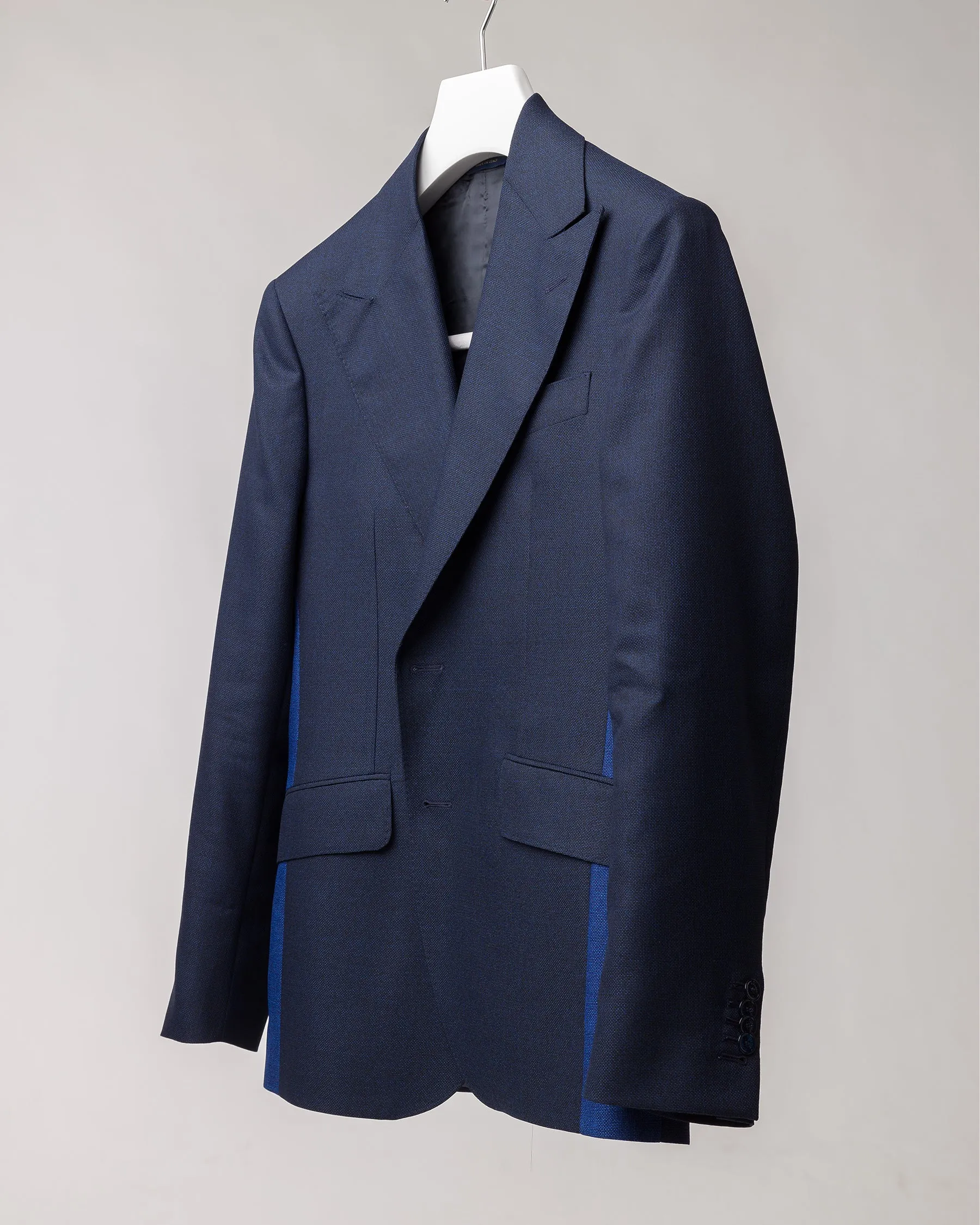 Navy Triple Contrast Wool & Silk Blazer