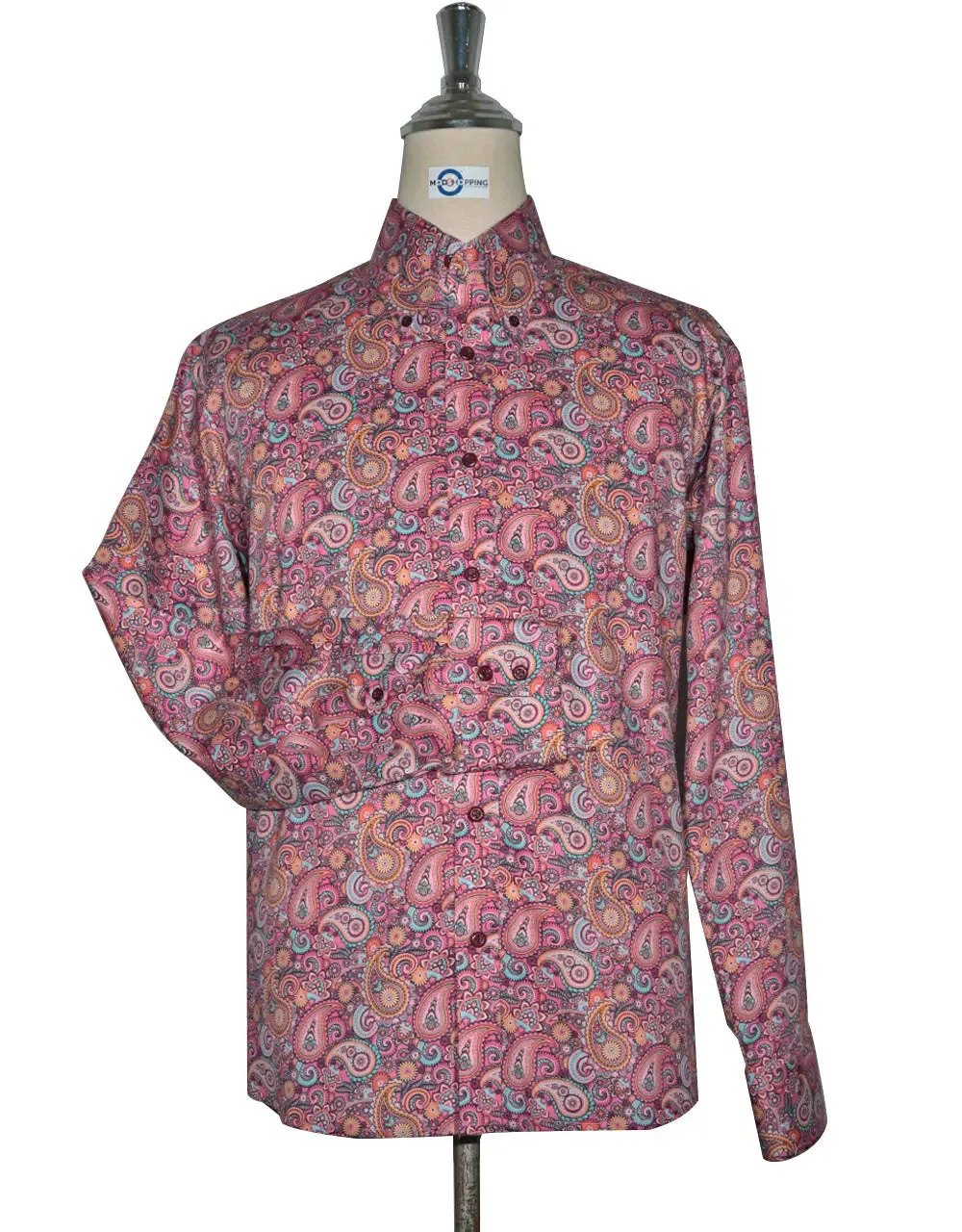 Paisley Shirt - 60s  Style  Pink Paisley Shirt