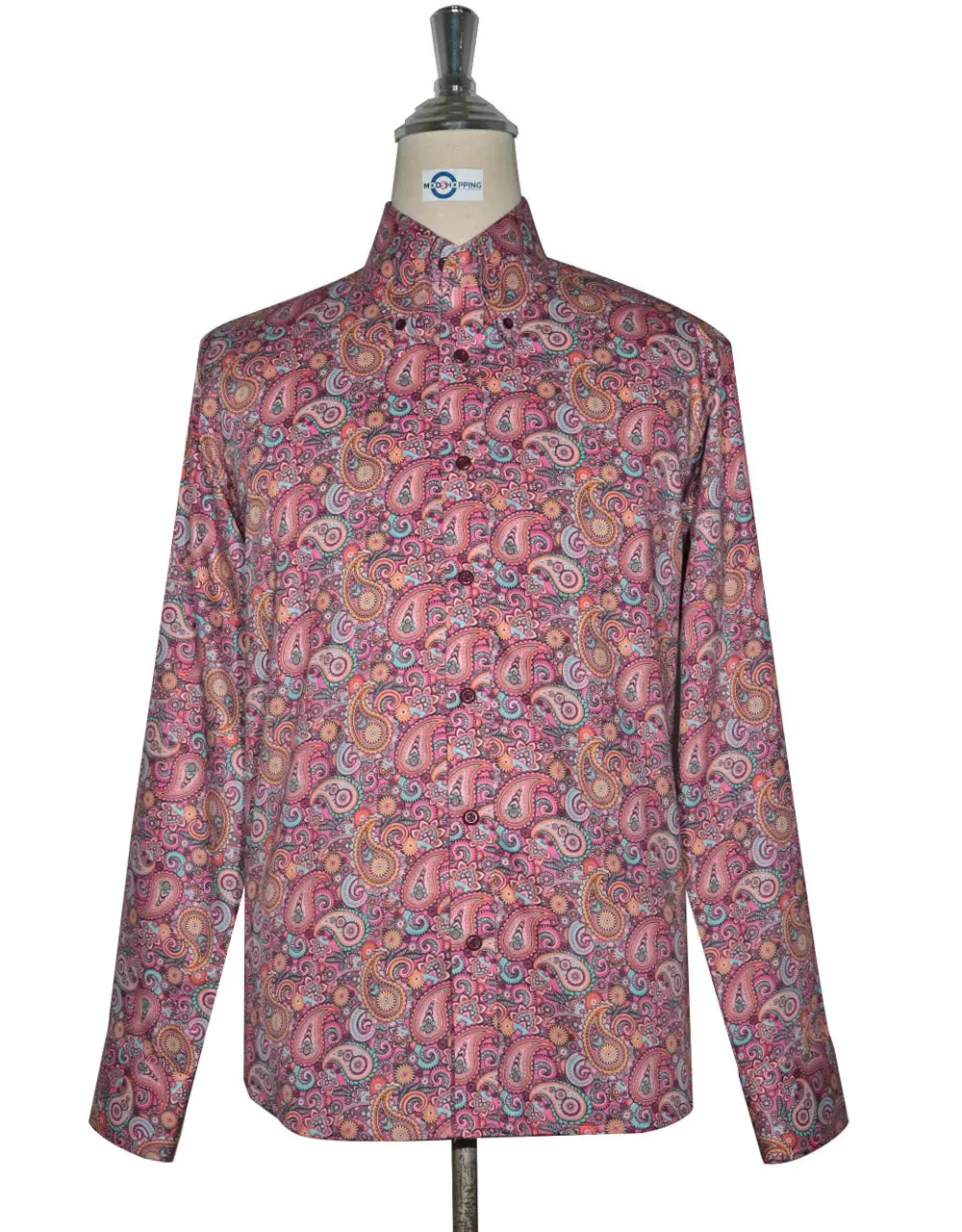 Paisley Shirt - 60s  Style  Pink Paisley Shirt