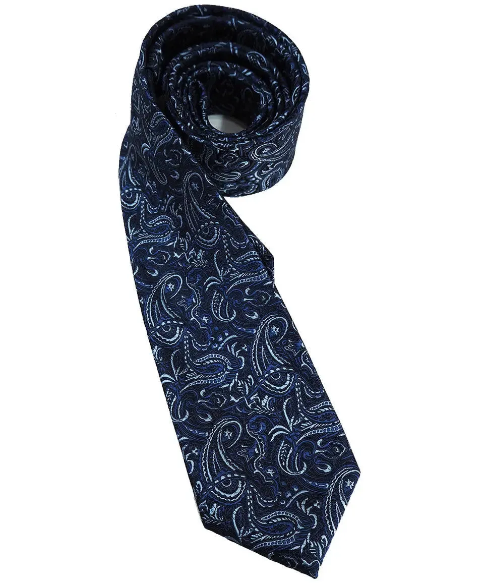 paisley tie| 60s mod style navy blue tie