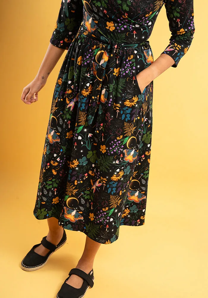 Paxton Magical Moth Print Cotton Midi Dress